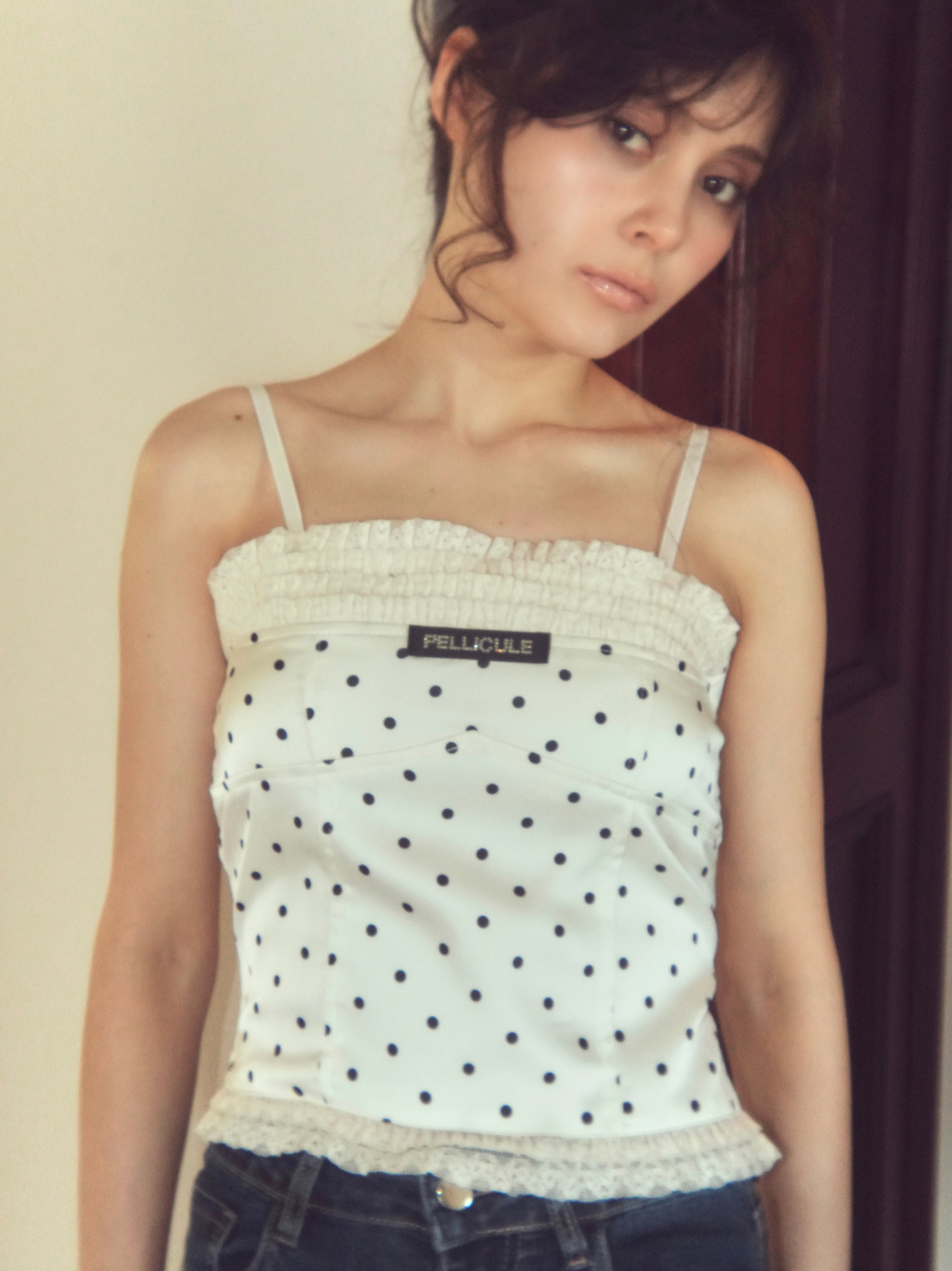【6/15発送:ドット】frontlace corset camisole