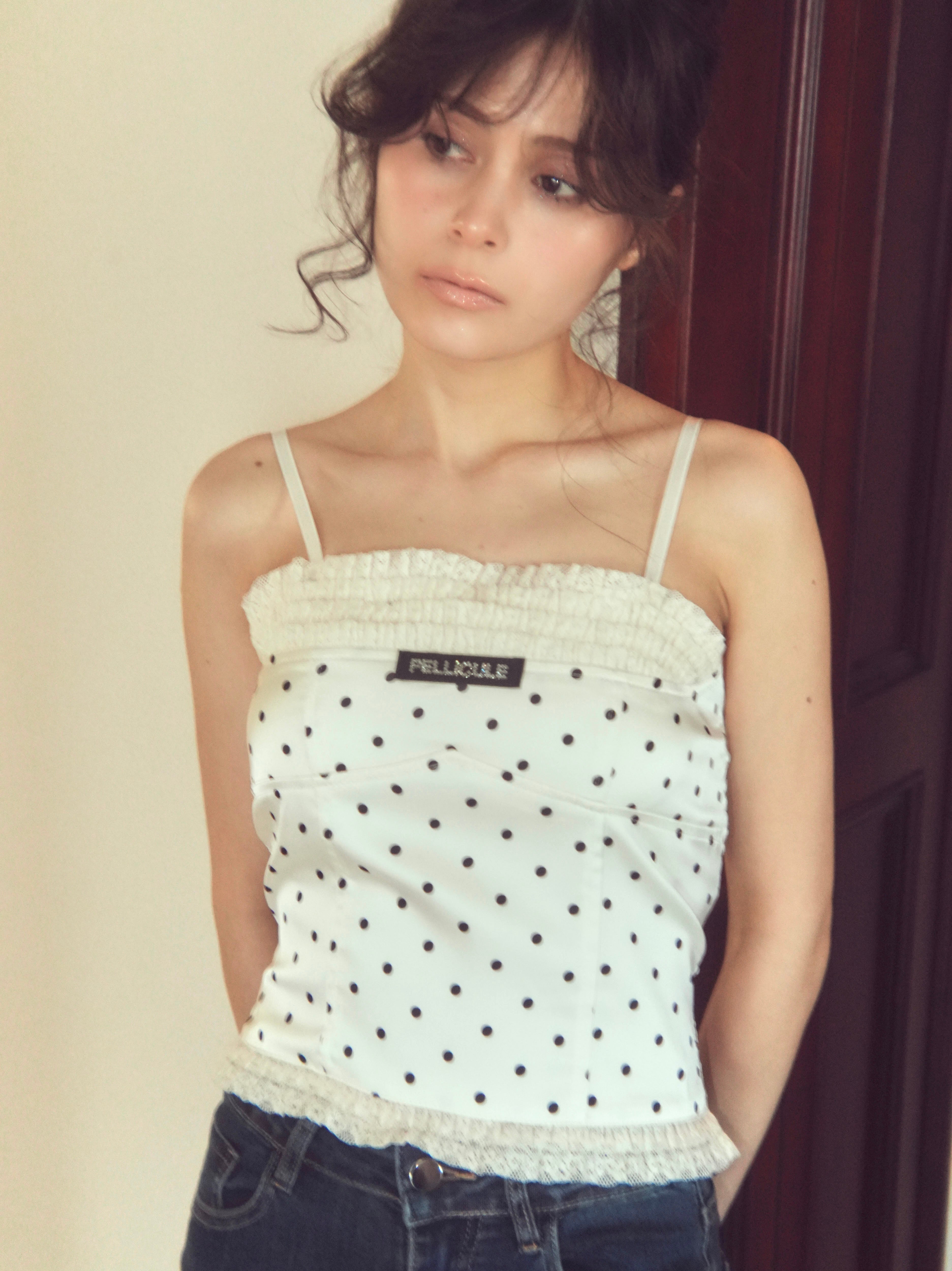 【6/15発送:ドット】frontlace corset camisole