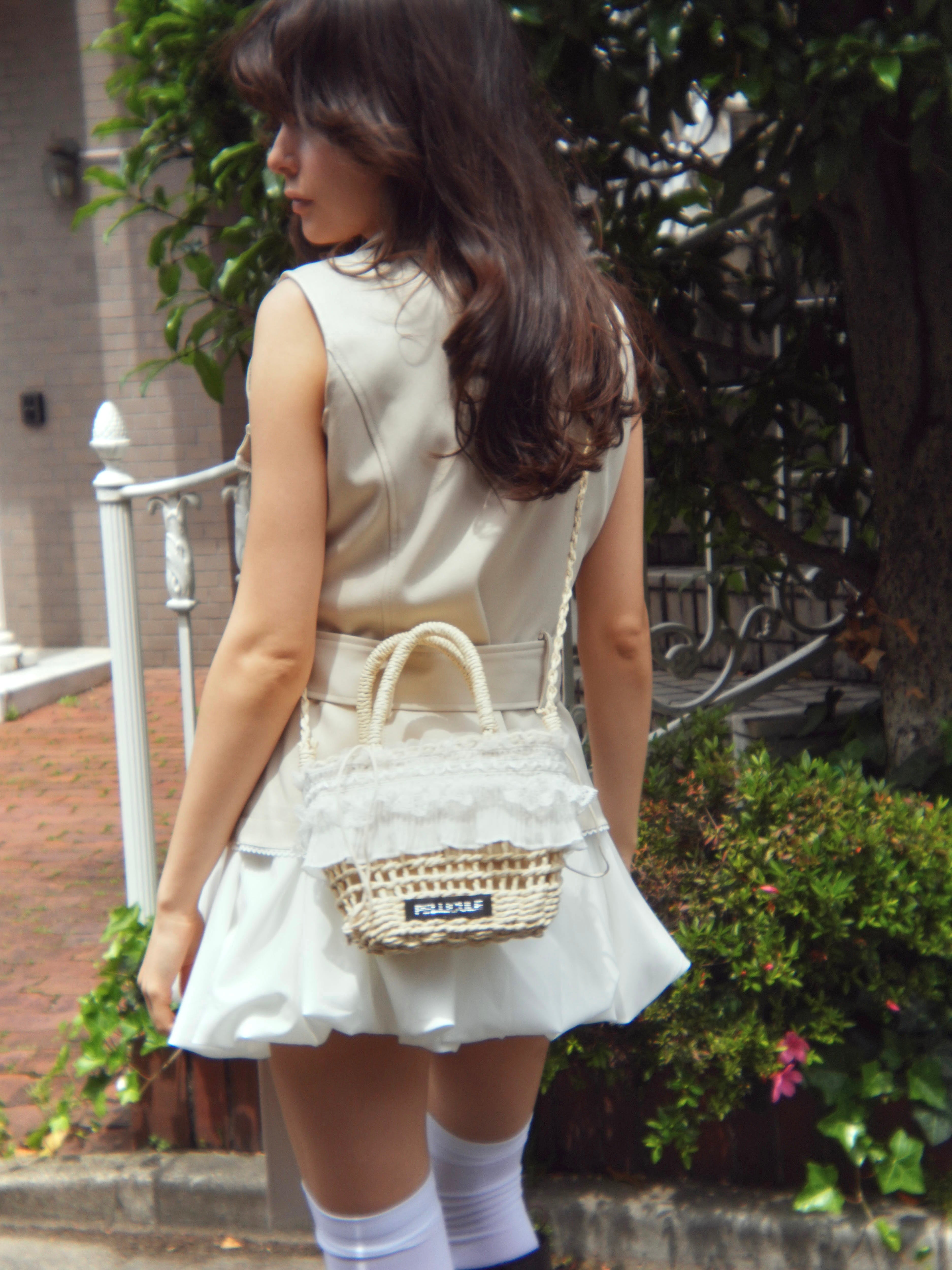 【ivory予約】frill lace basket bag