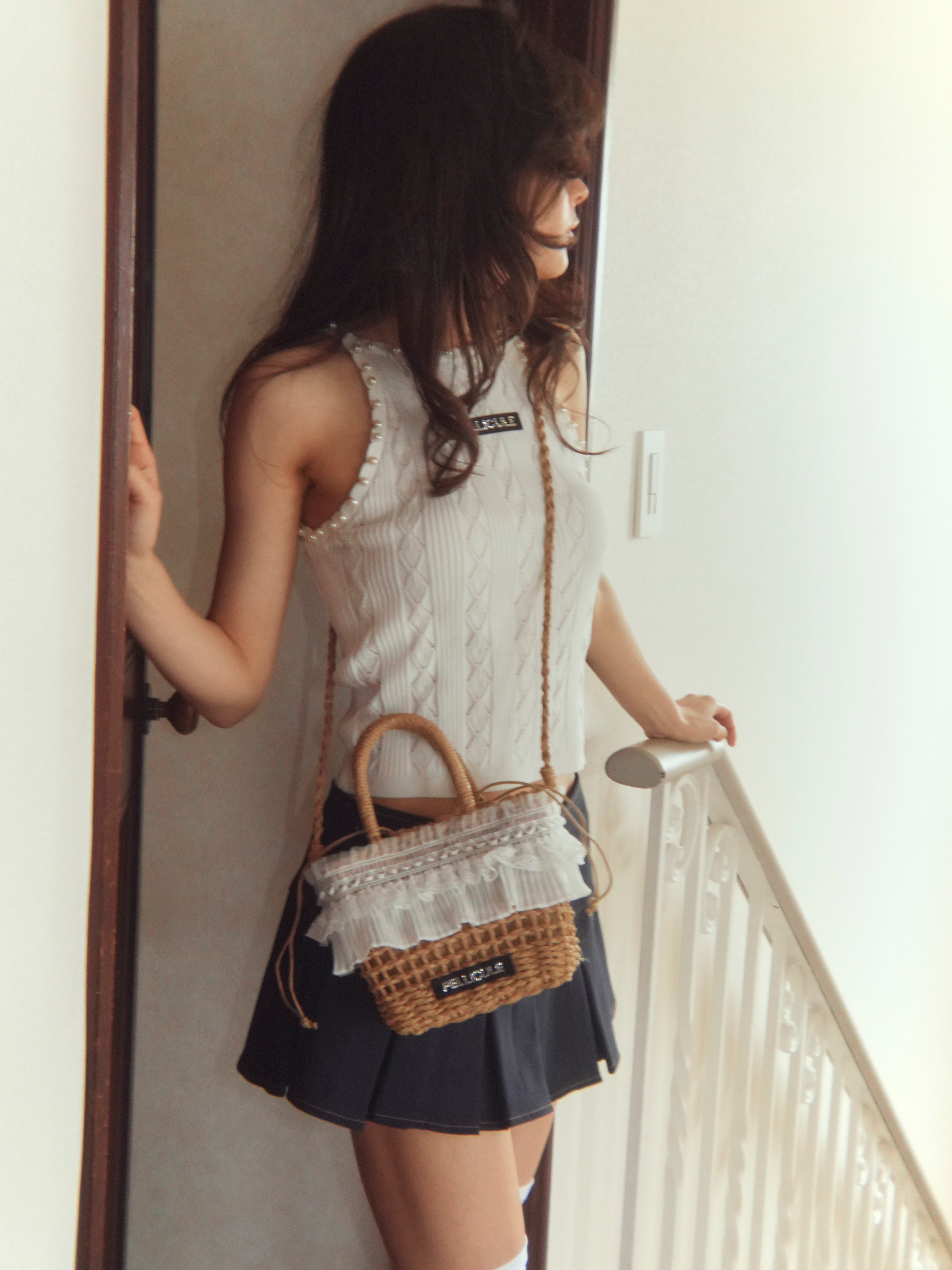 【ivory予約】frill lace basket bag