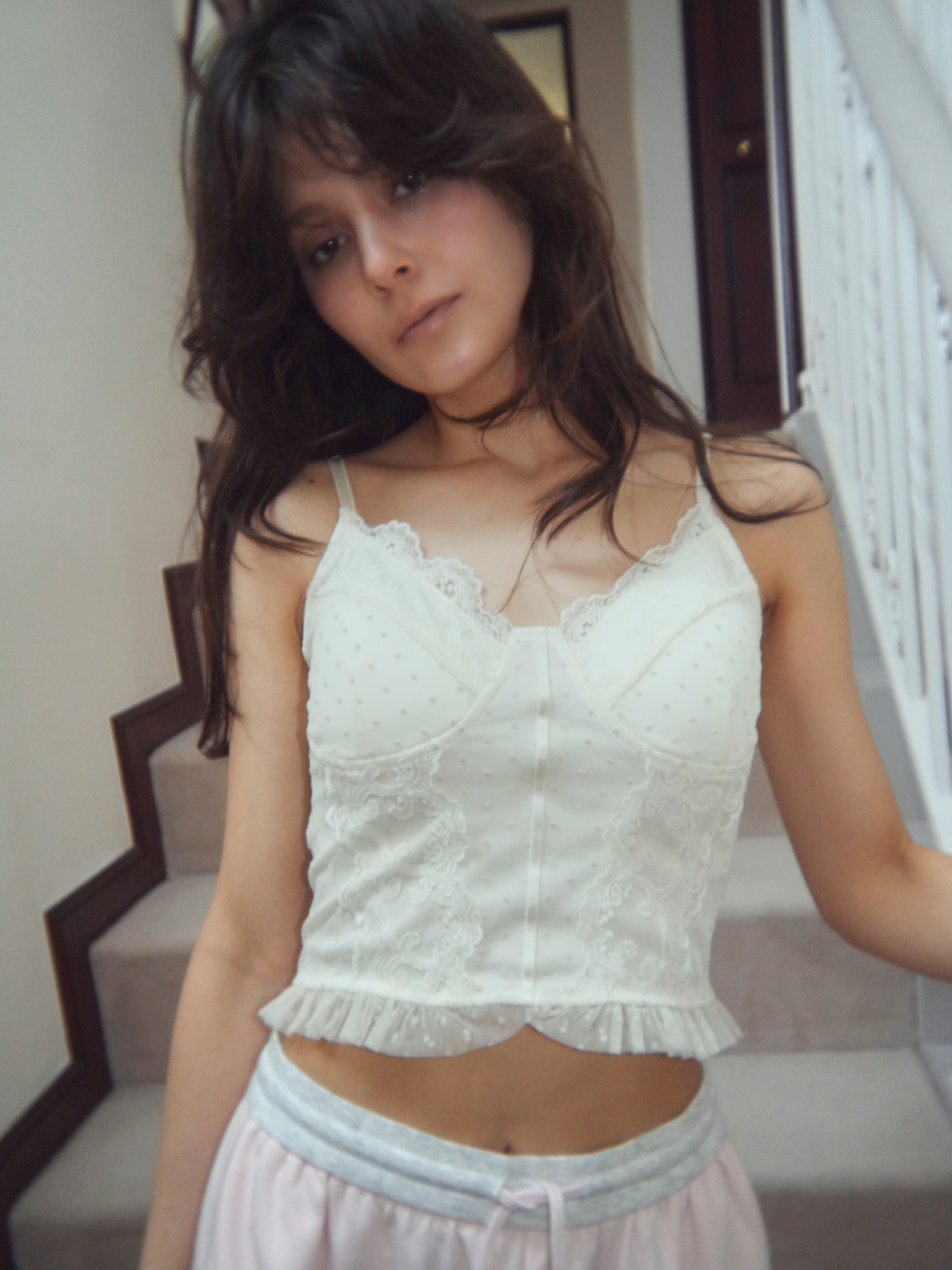 dot lace corset camisole