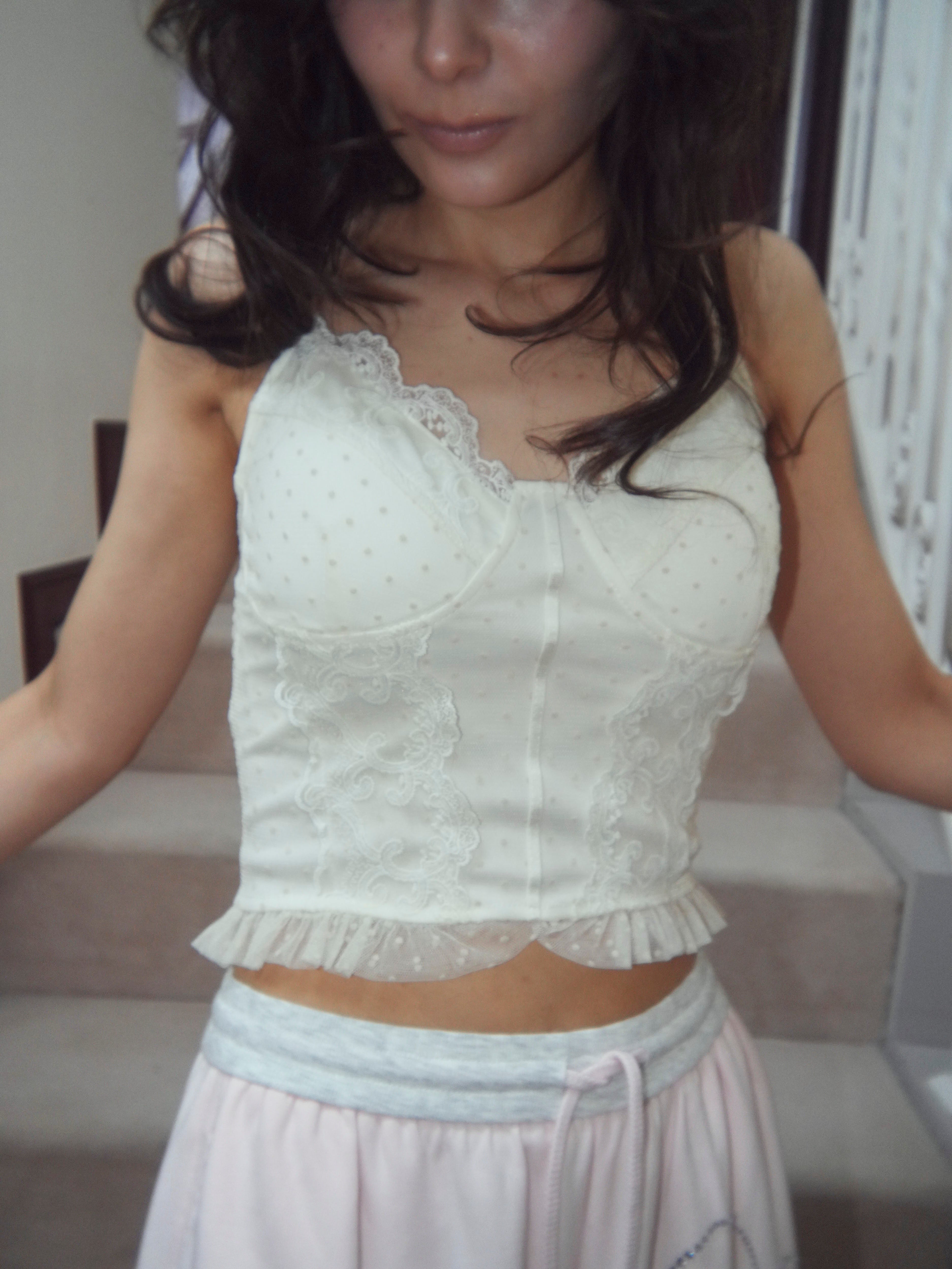 dot lace corset camisole