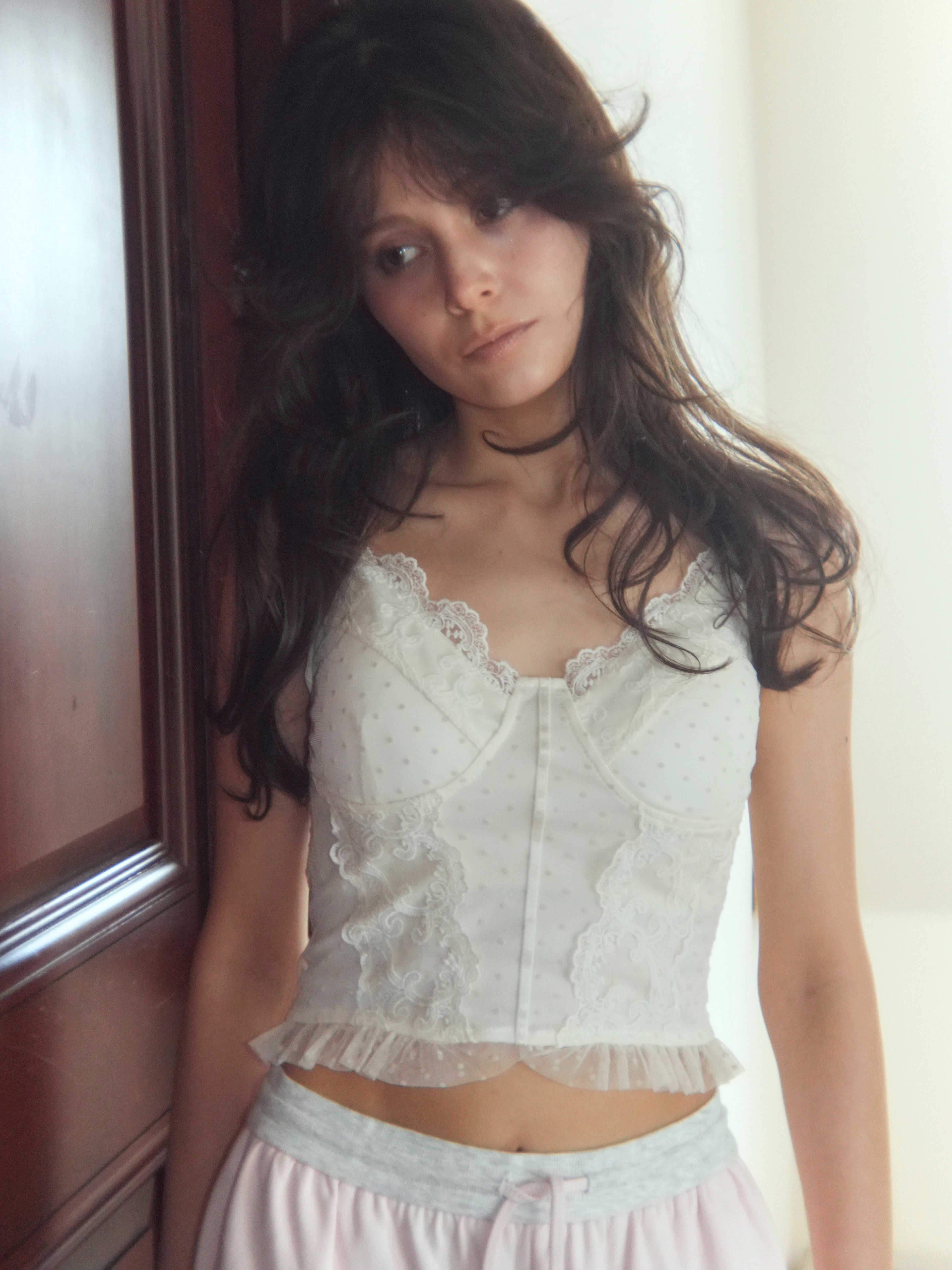 dot lace corset camisole