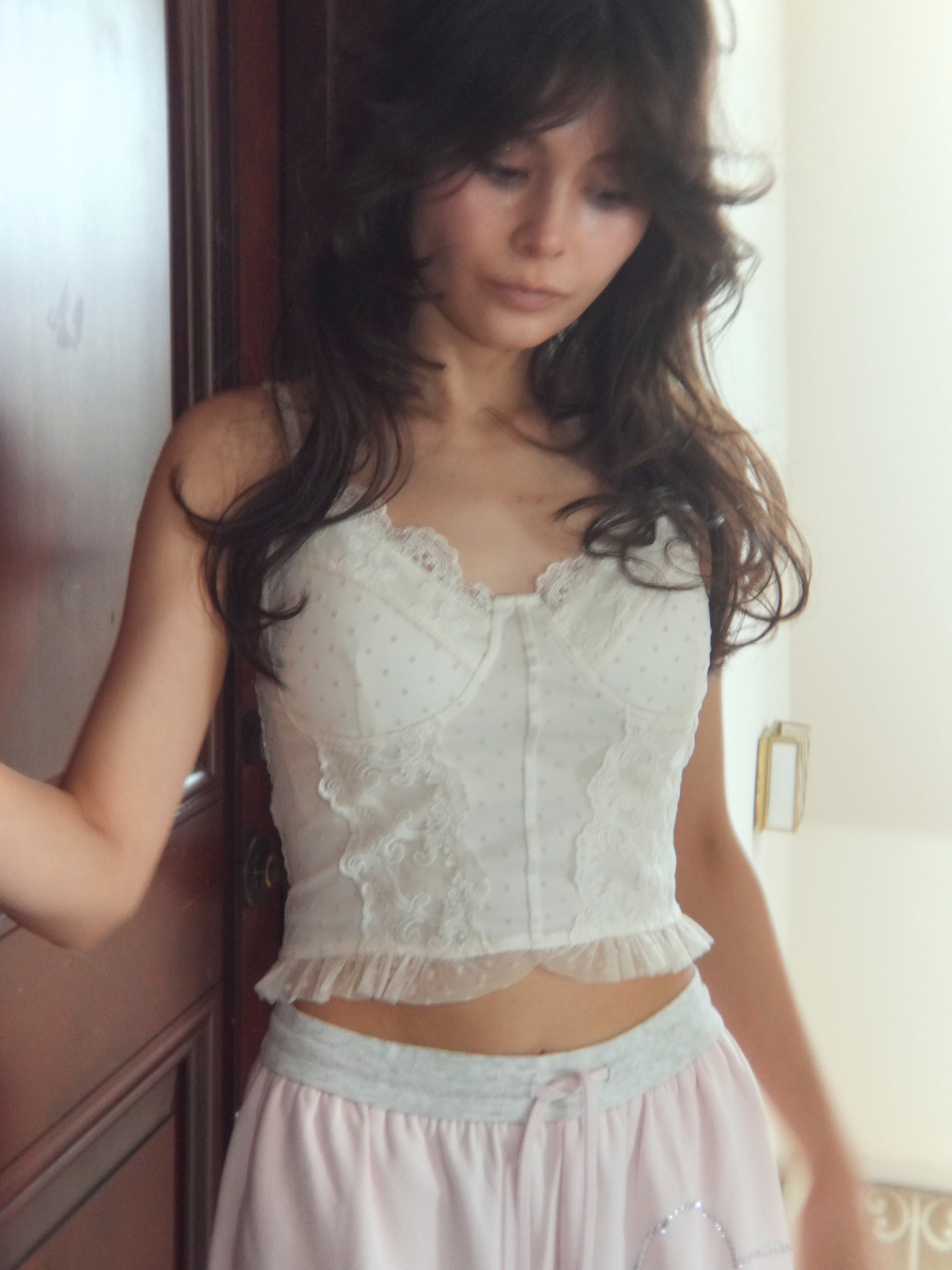 dot lace corset camisole