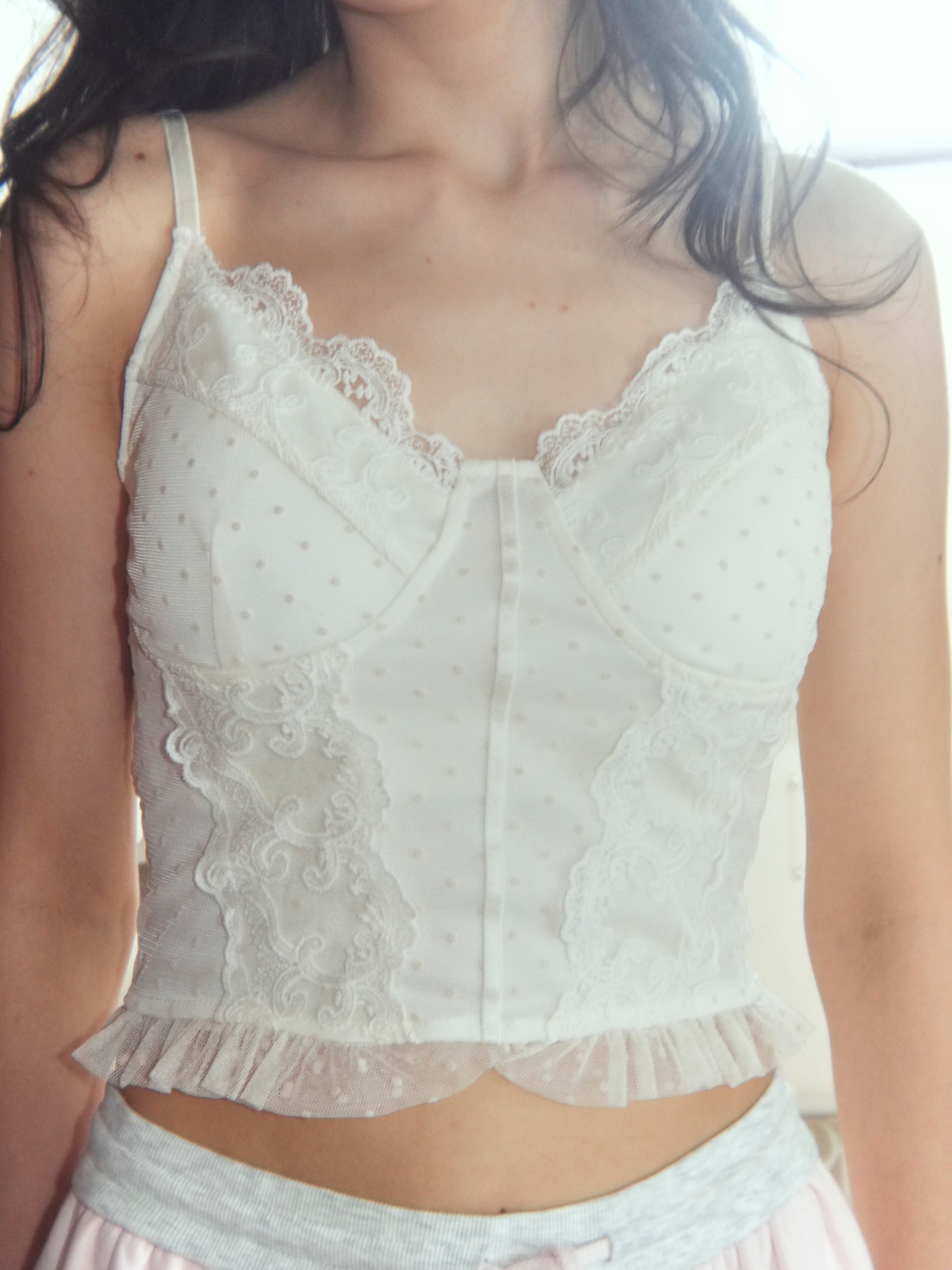 dot lace corset camisole