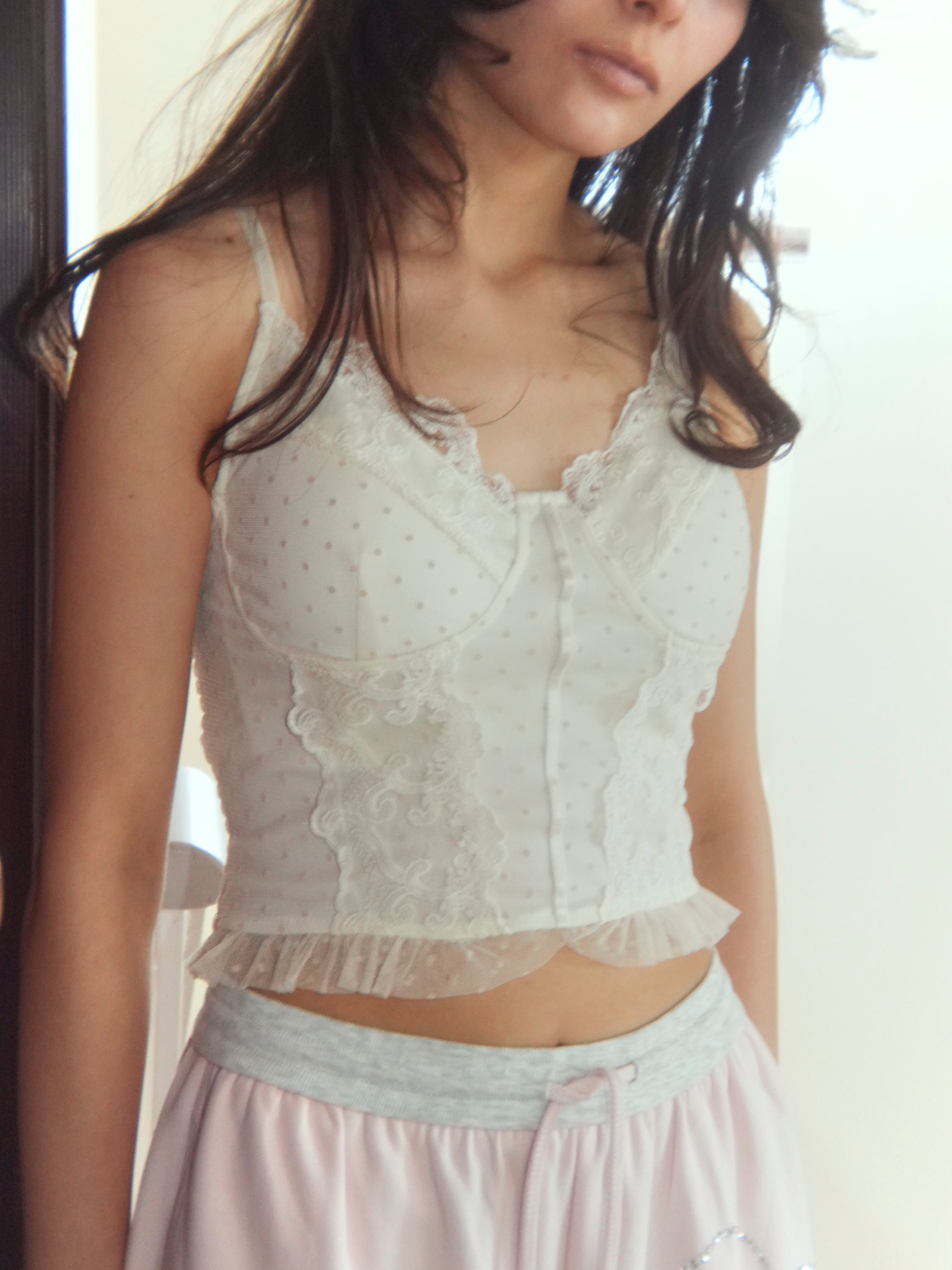 dot lace corset camisole