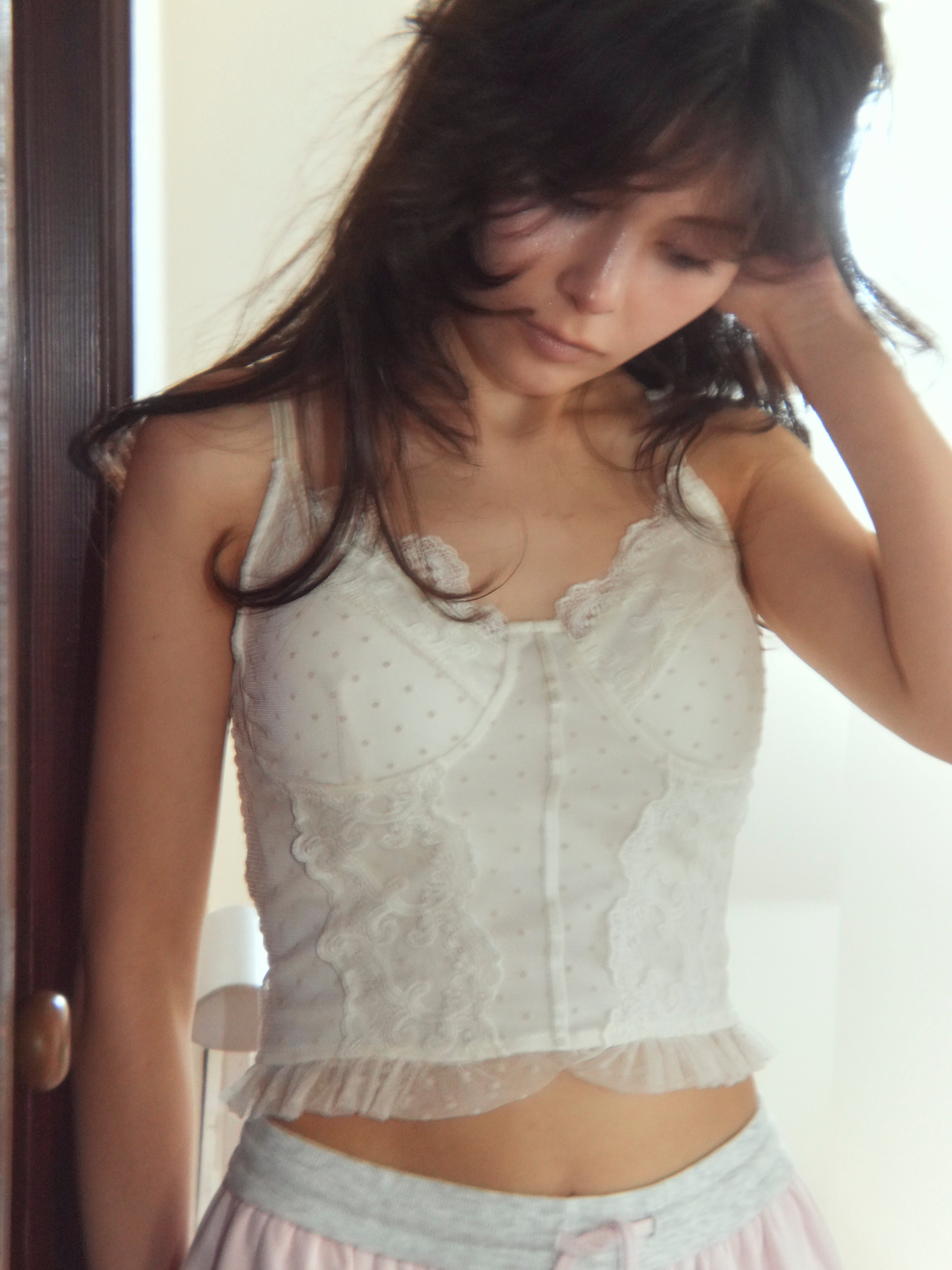 dot lace corset camisole
