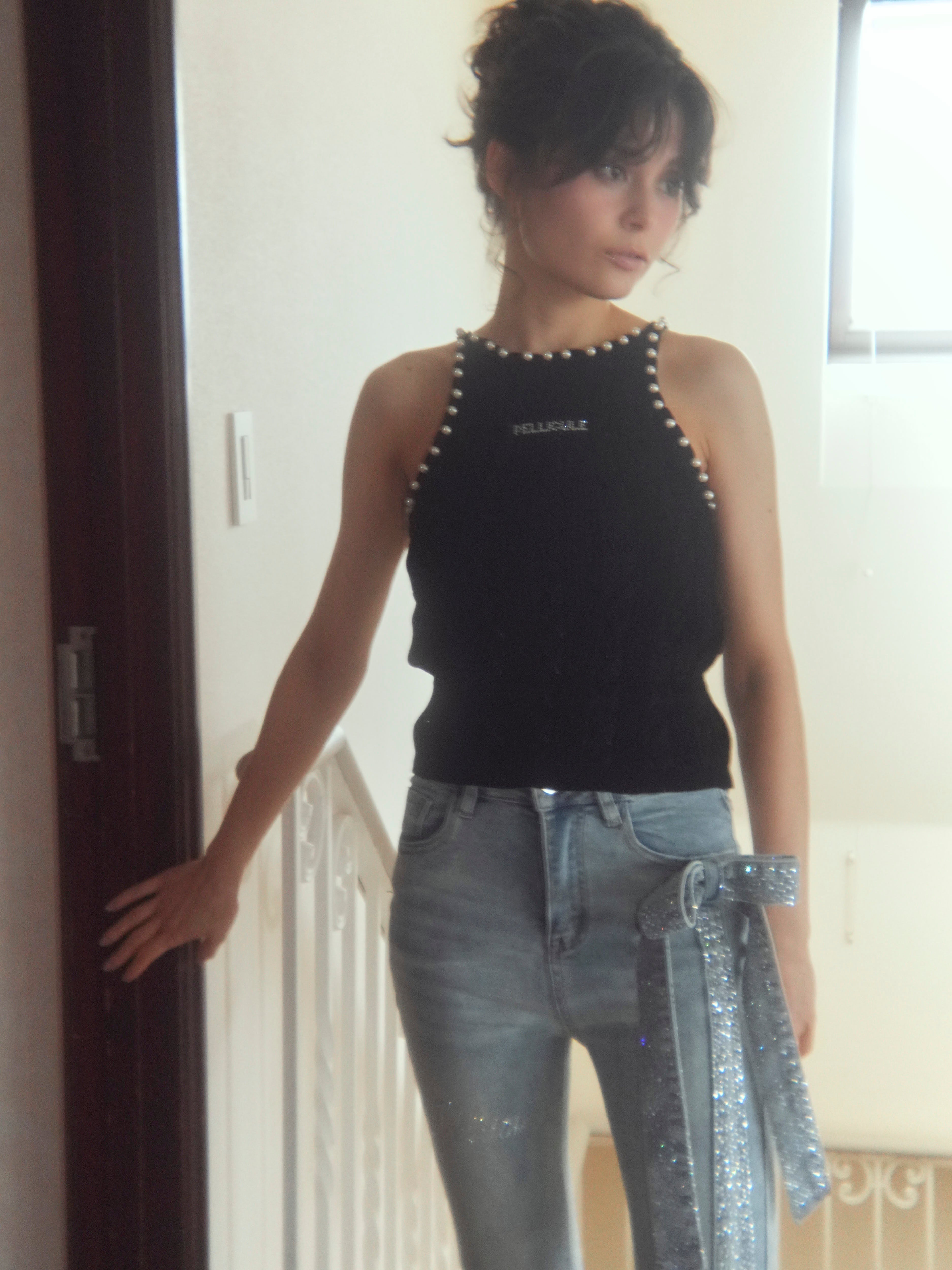pearl halter camisole