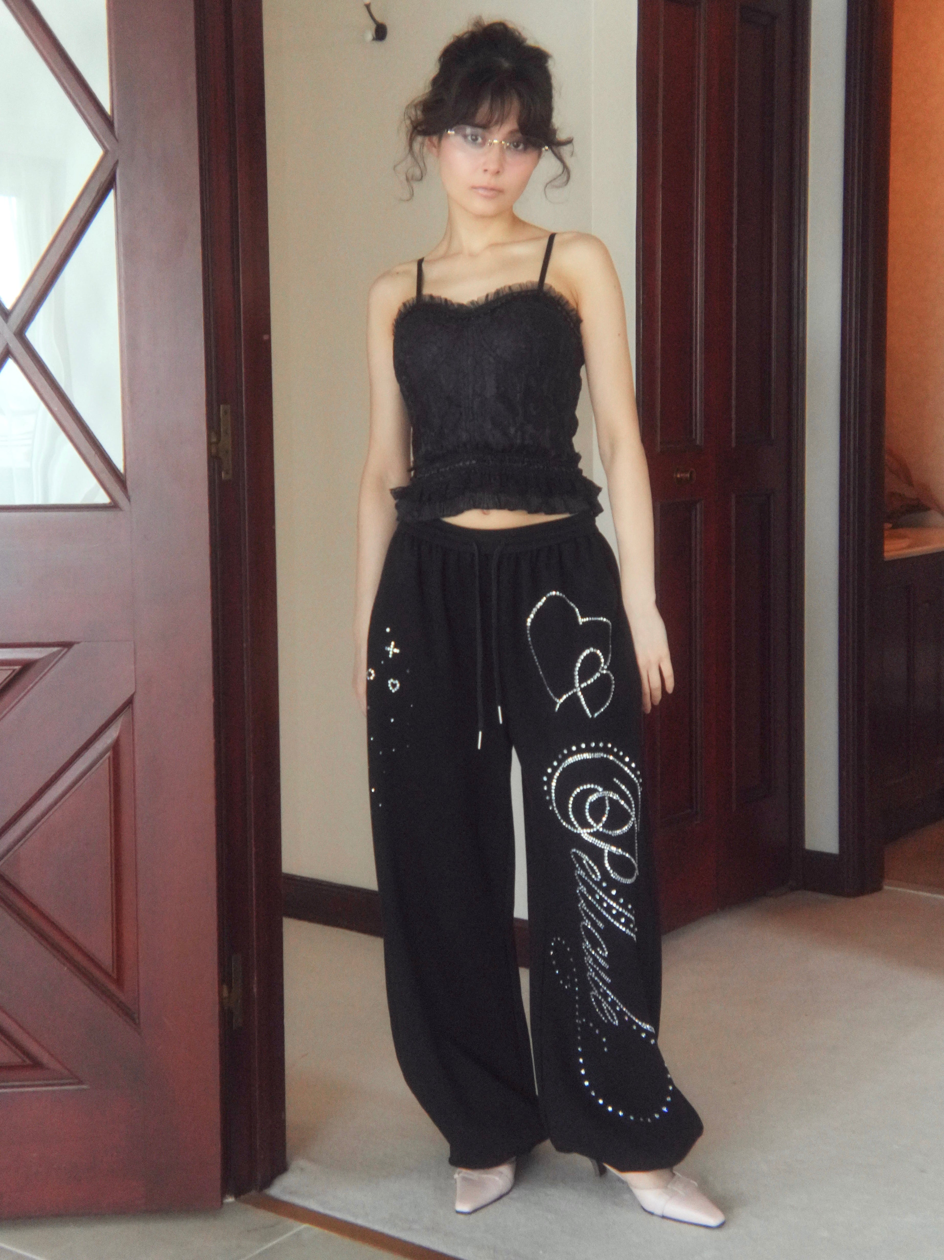 stone-deco sweat pants