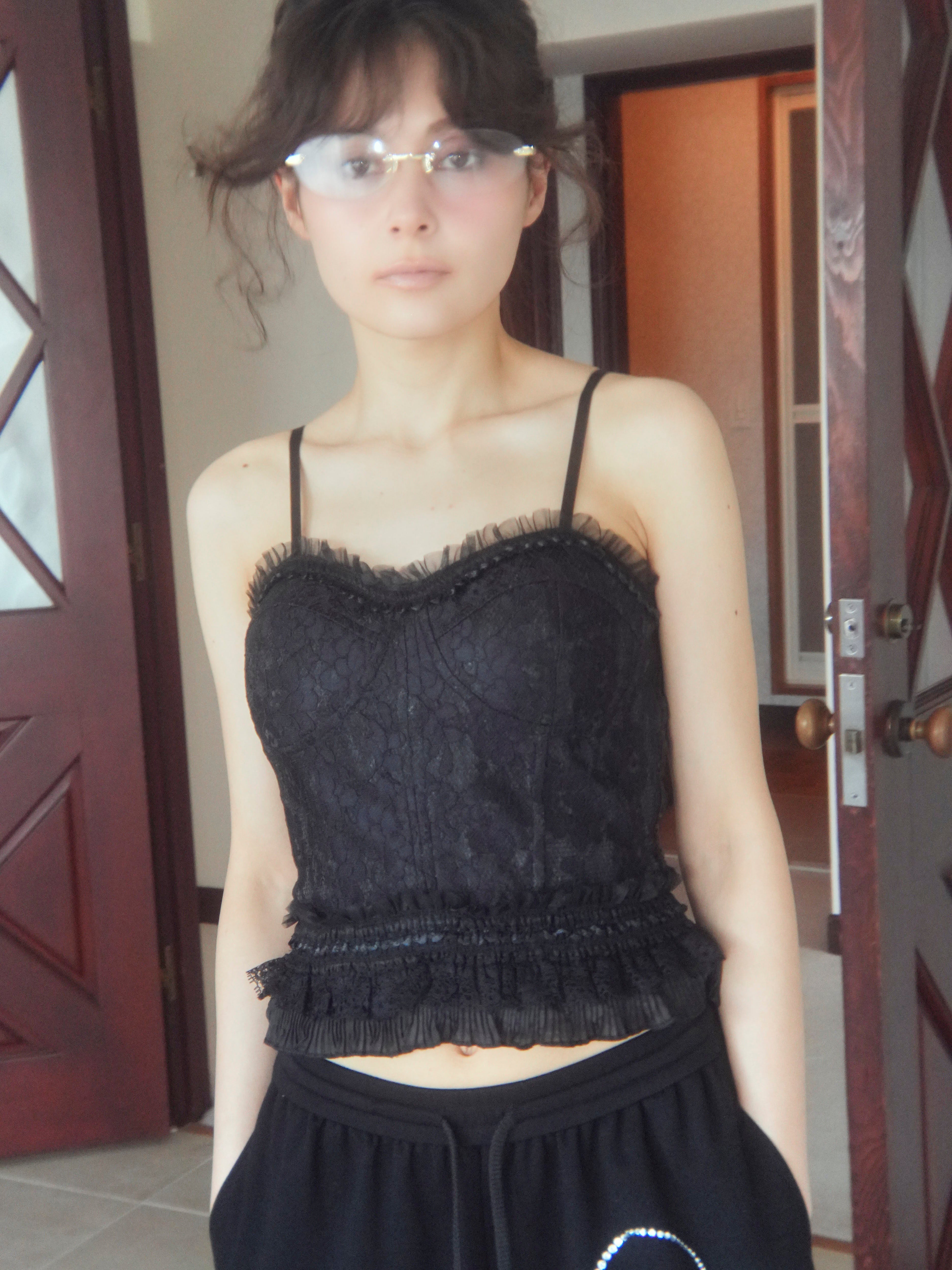 tulle frill corset camisole