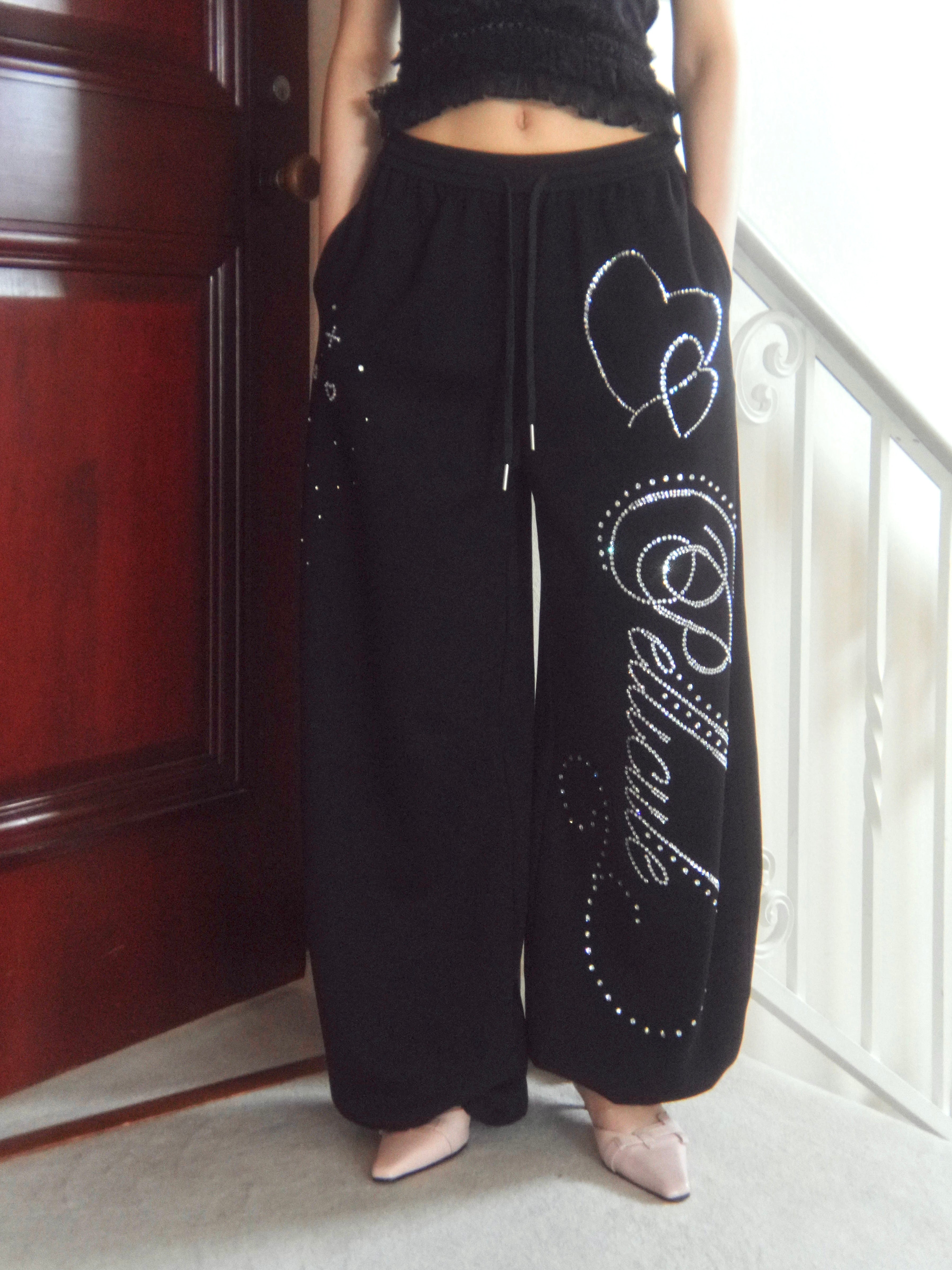 stone-deco sweat pants