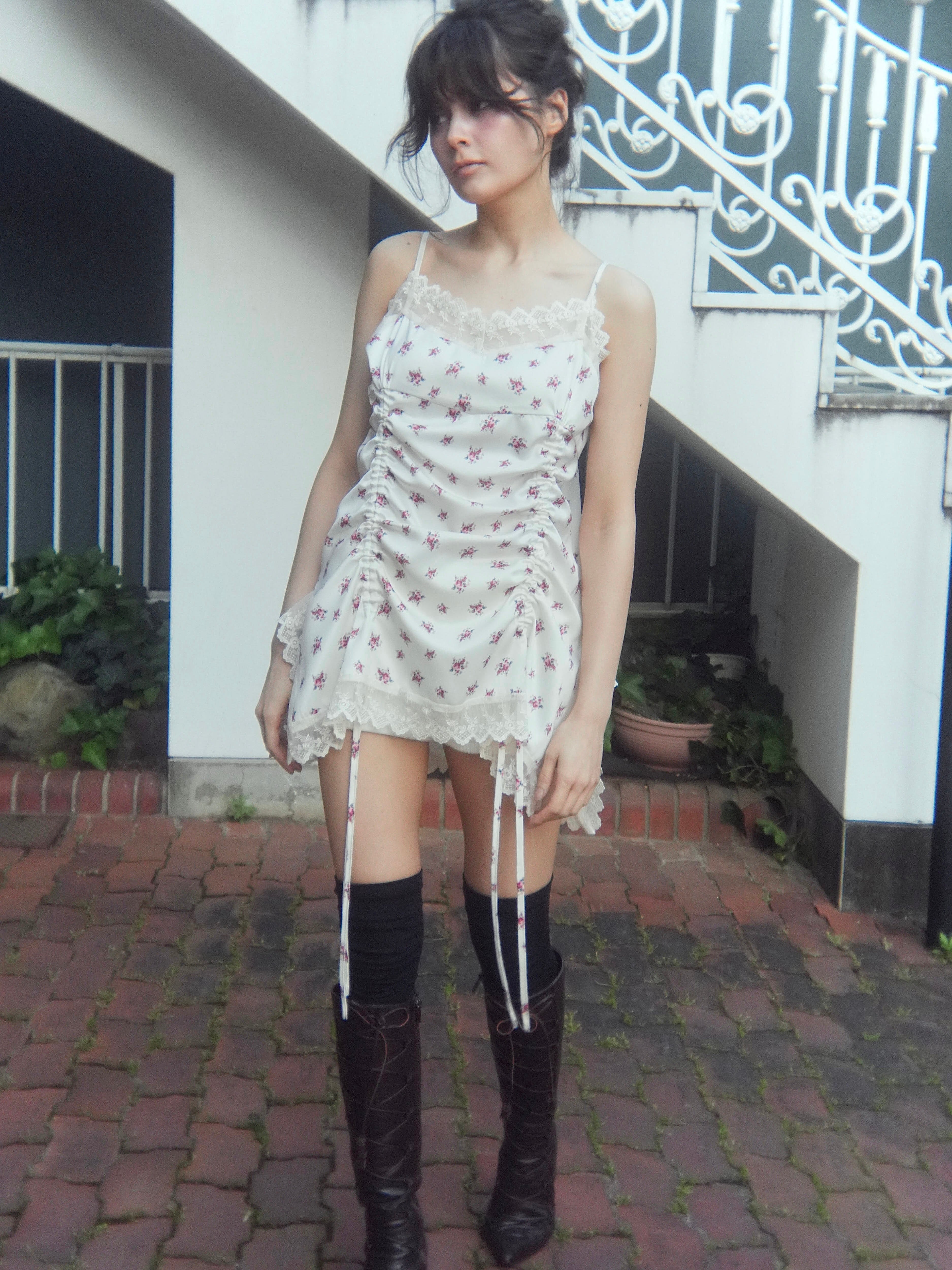rose satin gather op