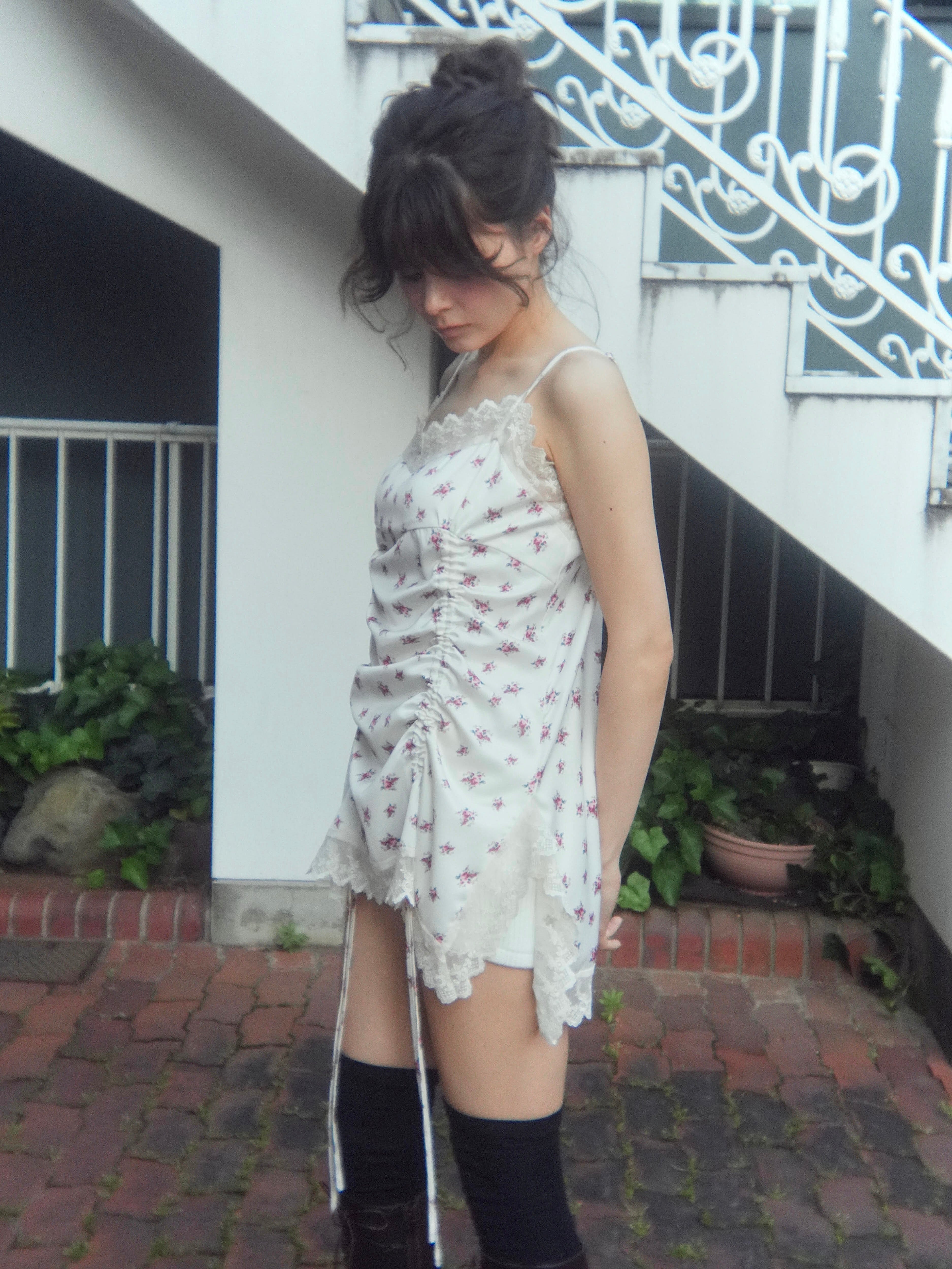 rose satin gather op