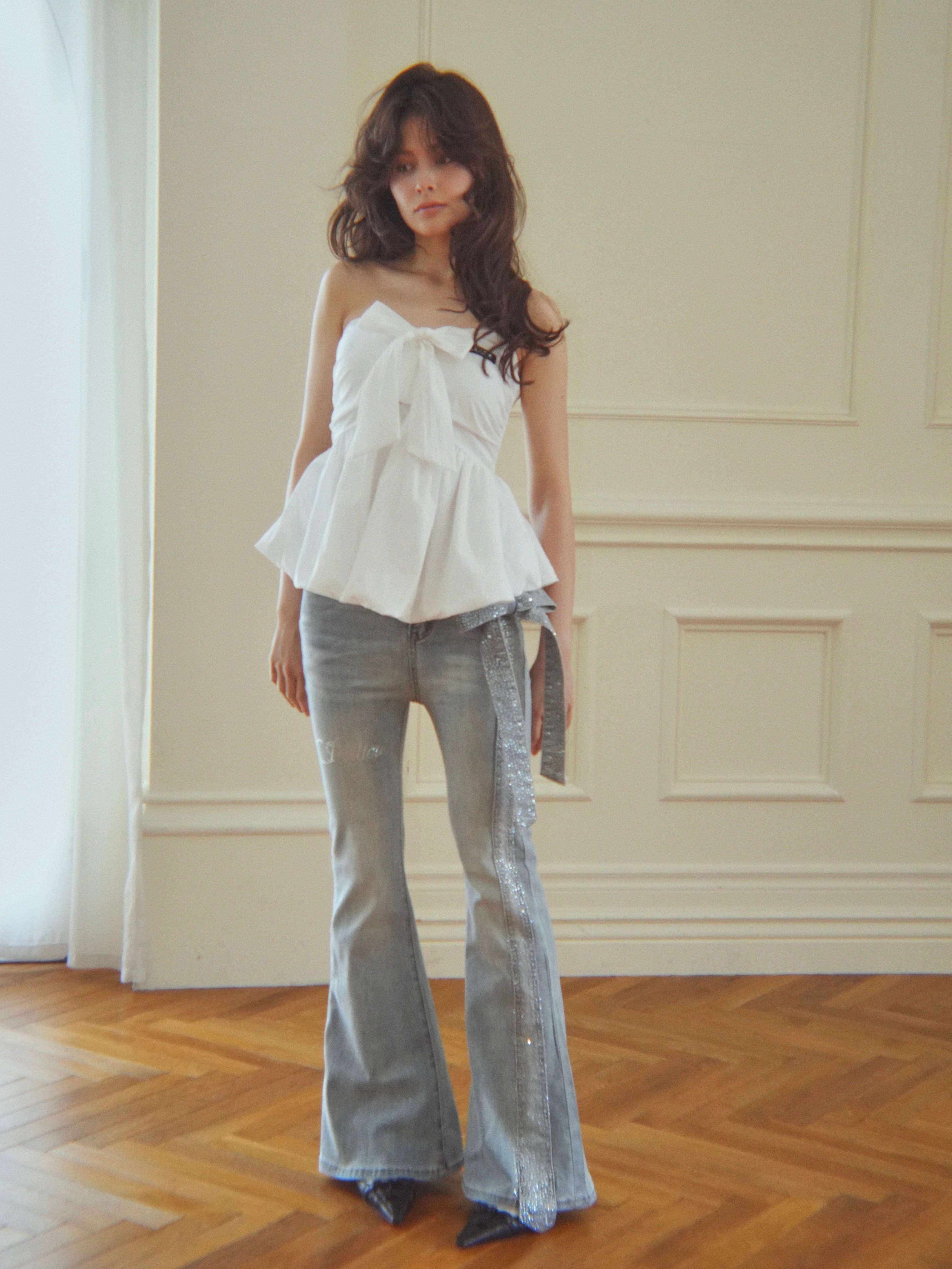 ribbon peplum baretops