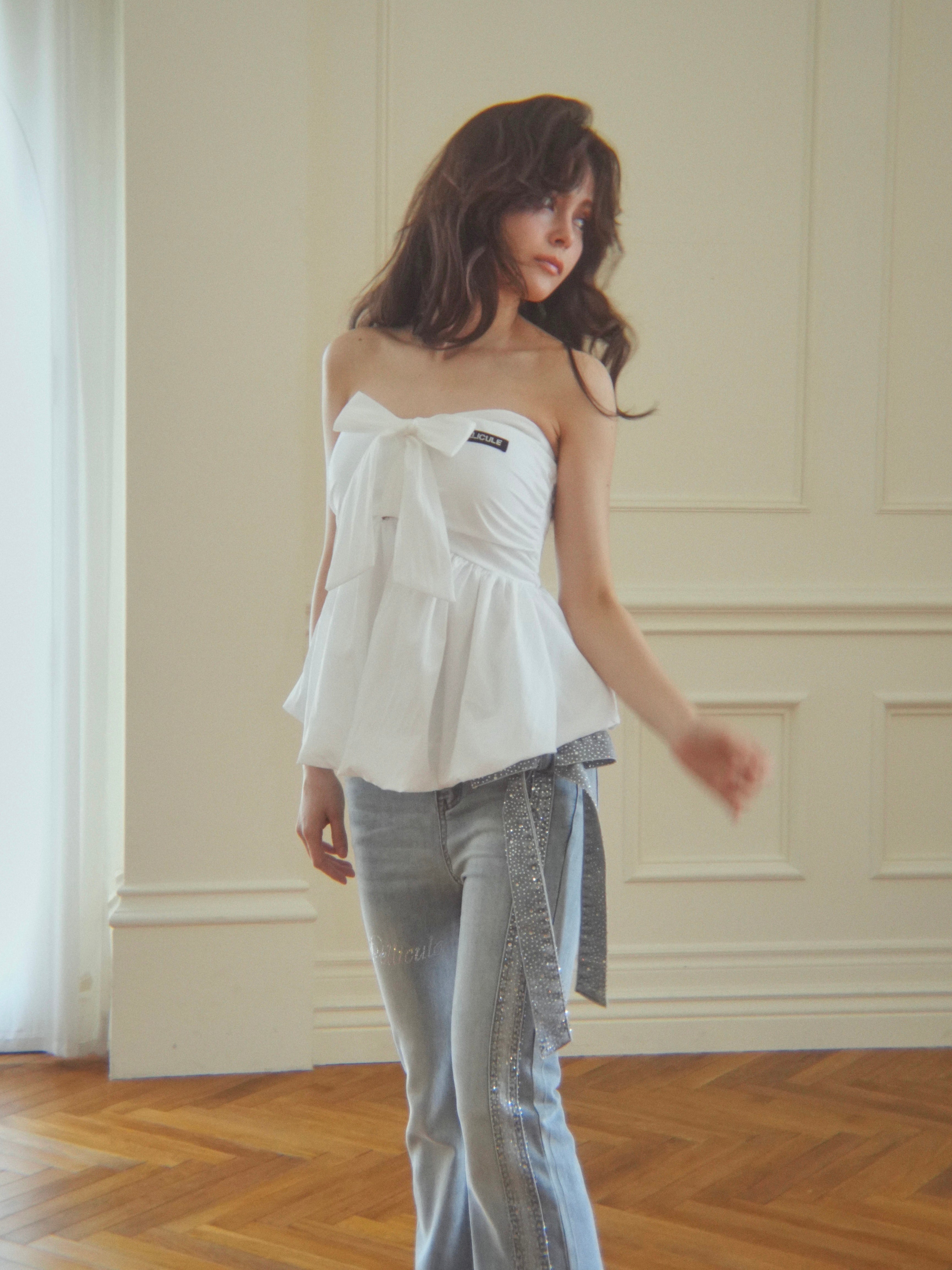 ribbon peplum baretops
