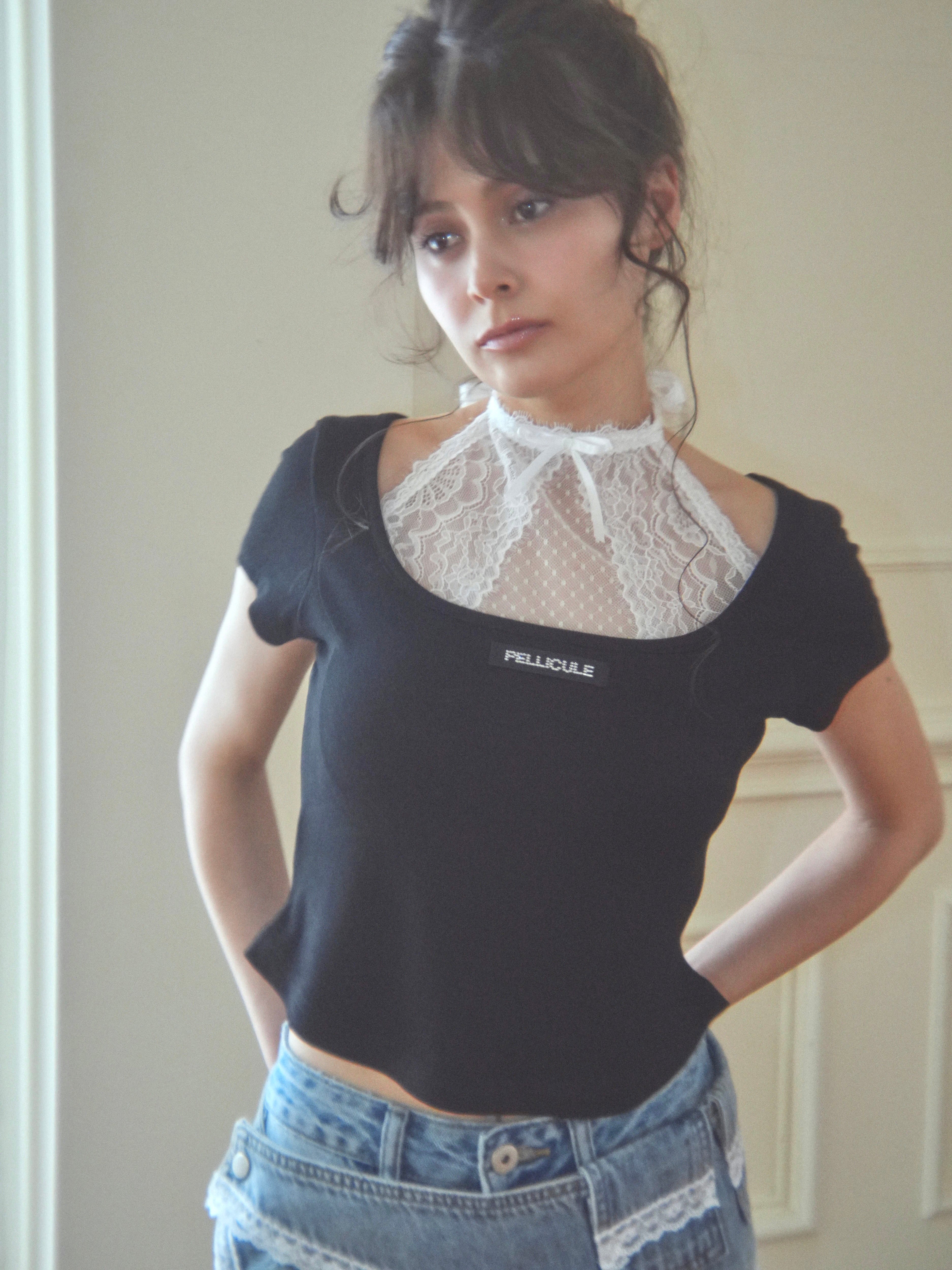 lacy halter tee