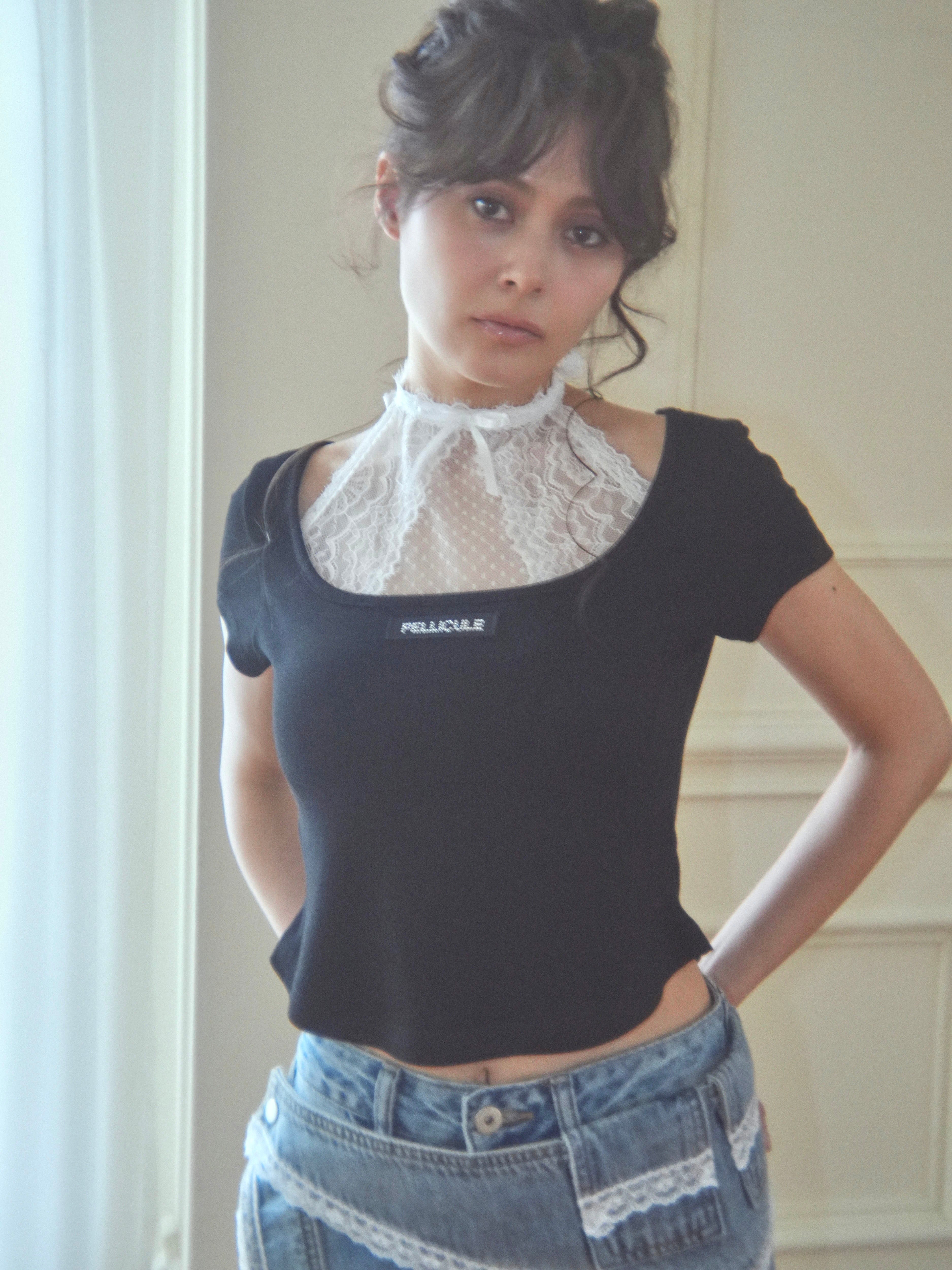 lacy halter tee