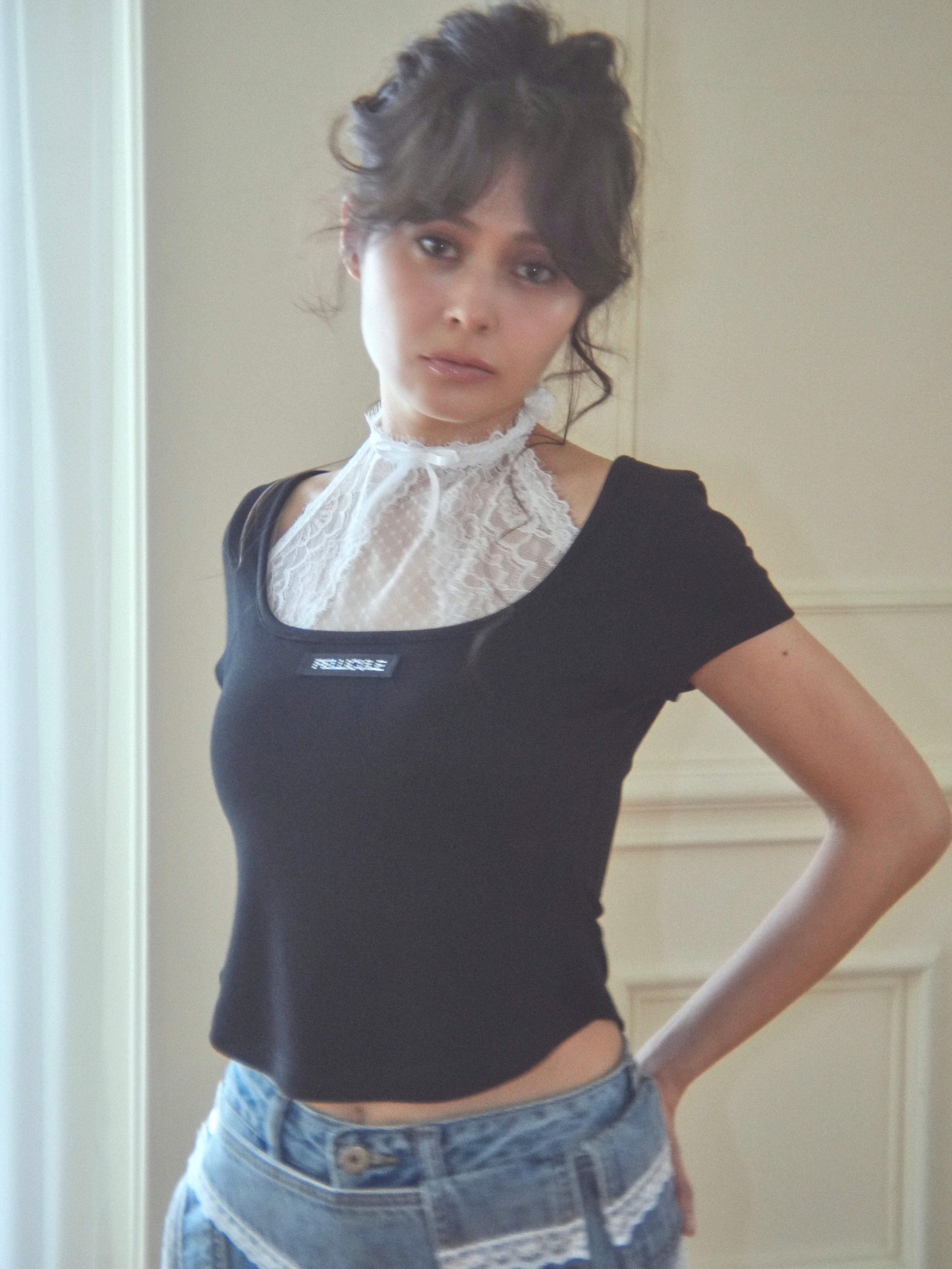 lacy halter tee