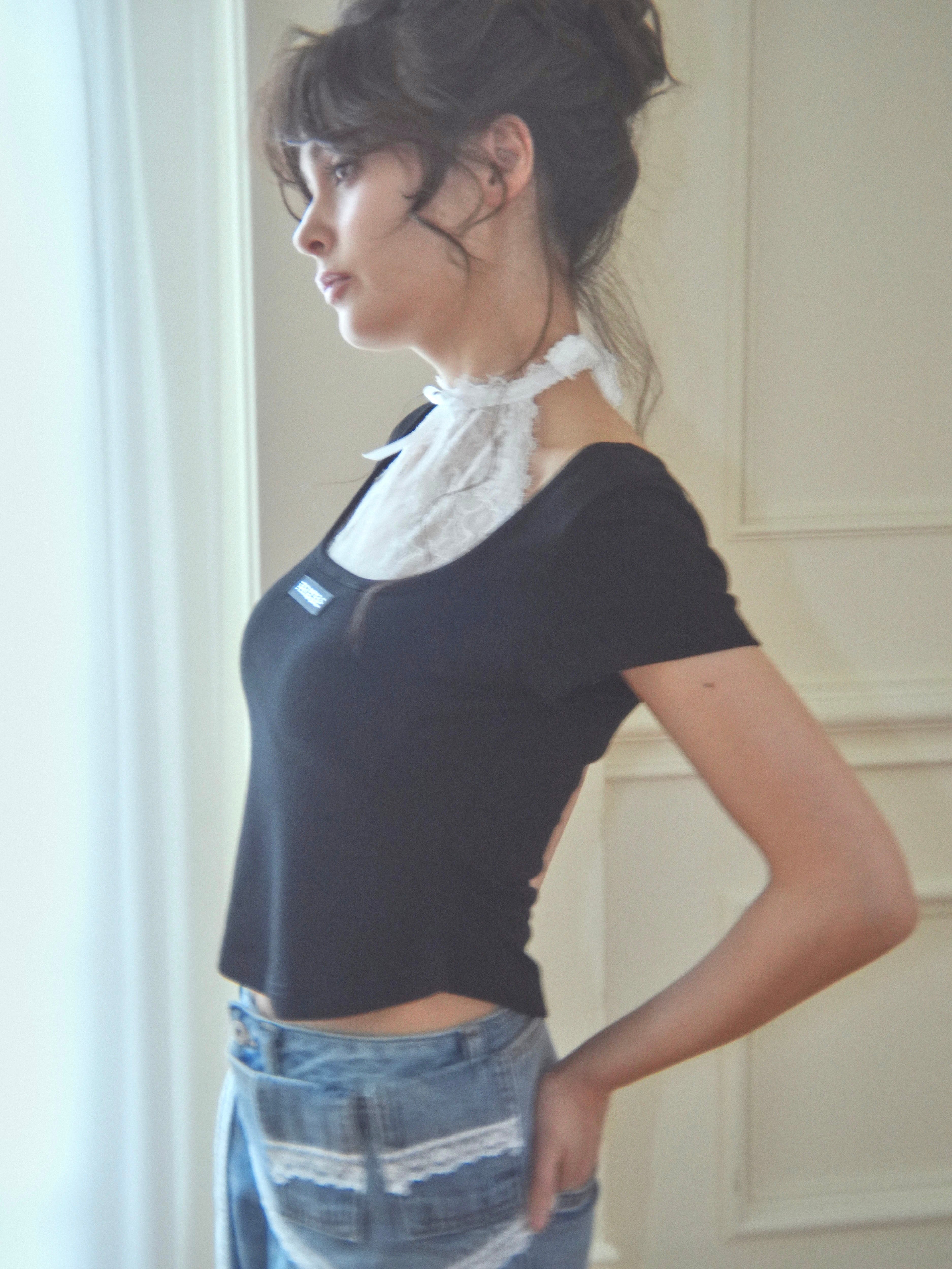 lacy halter tee