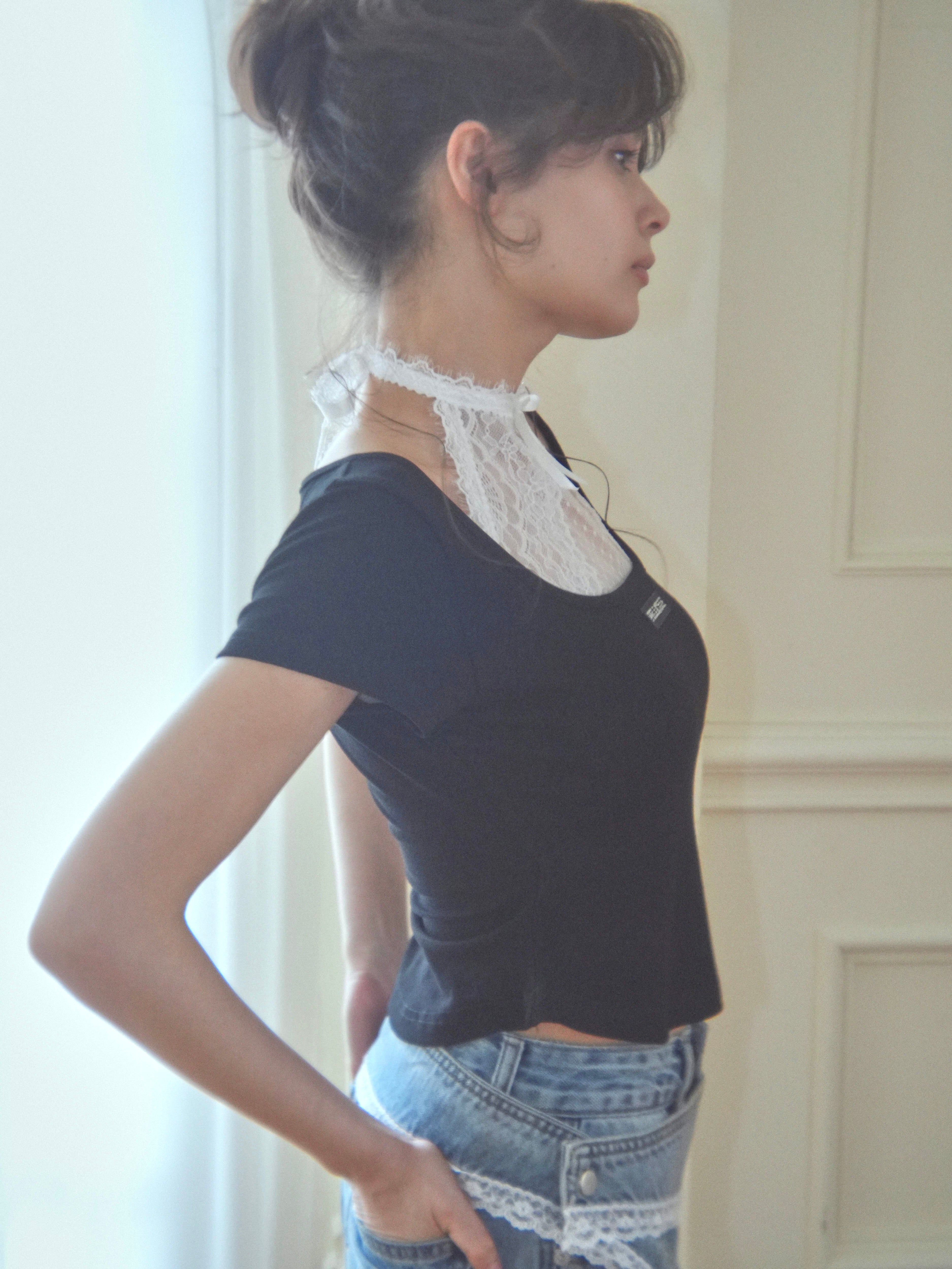lacy halter tee