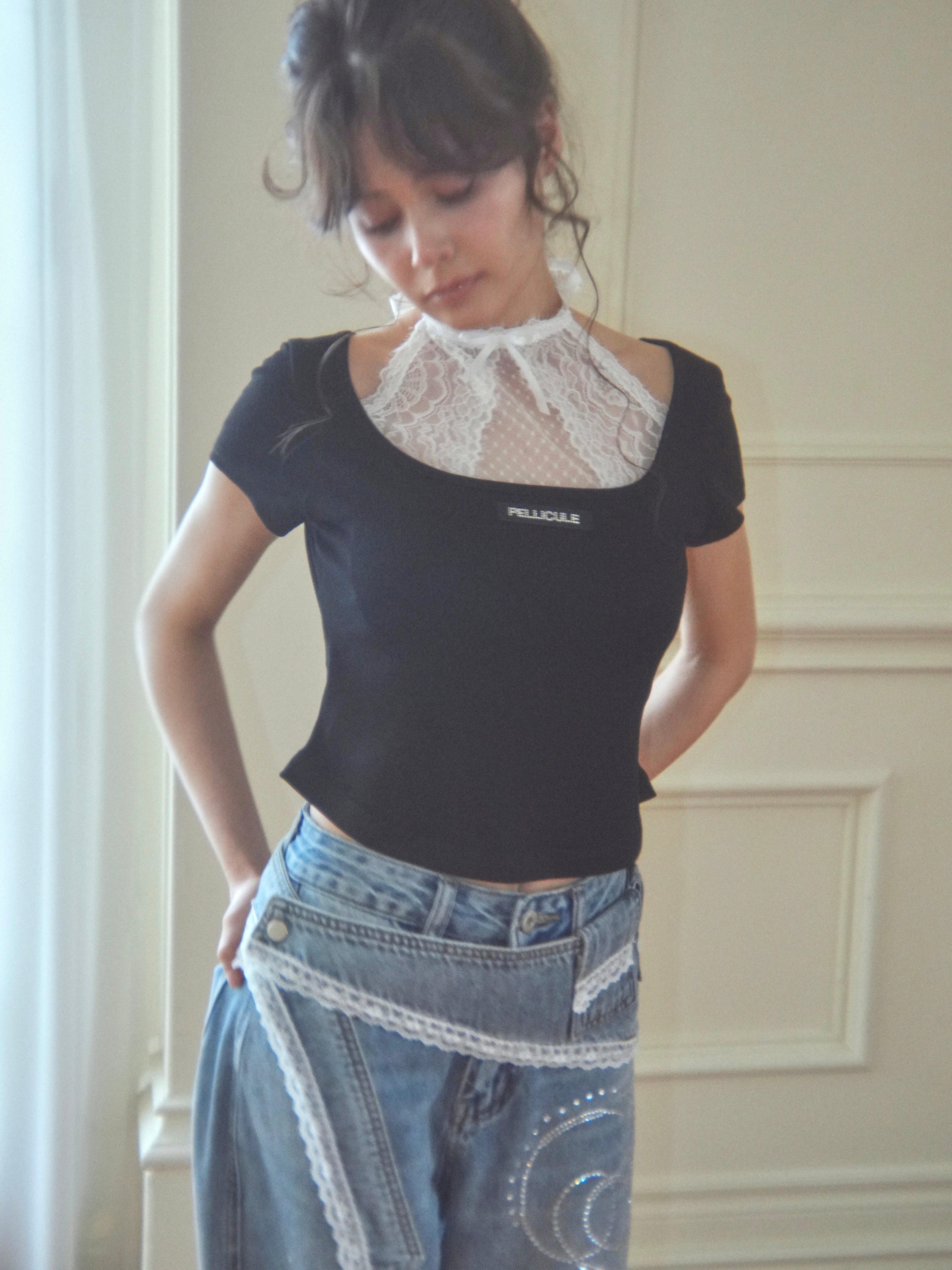 lacy halter tee