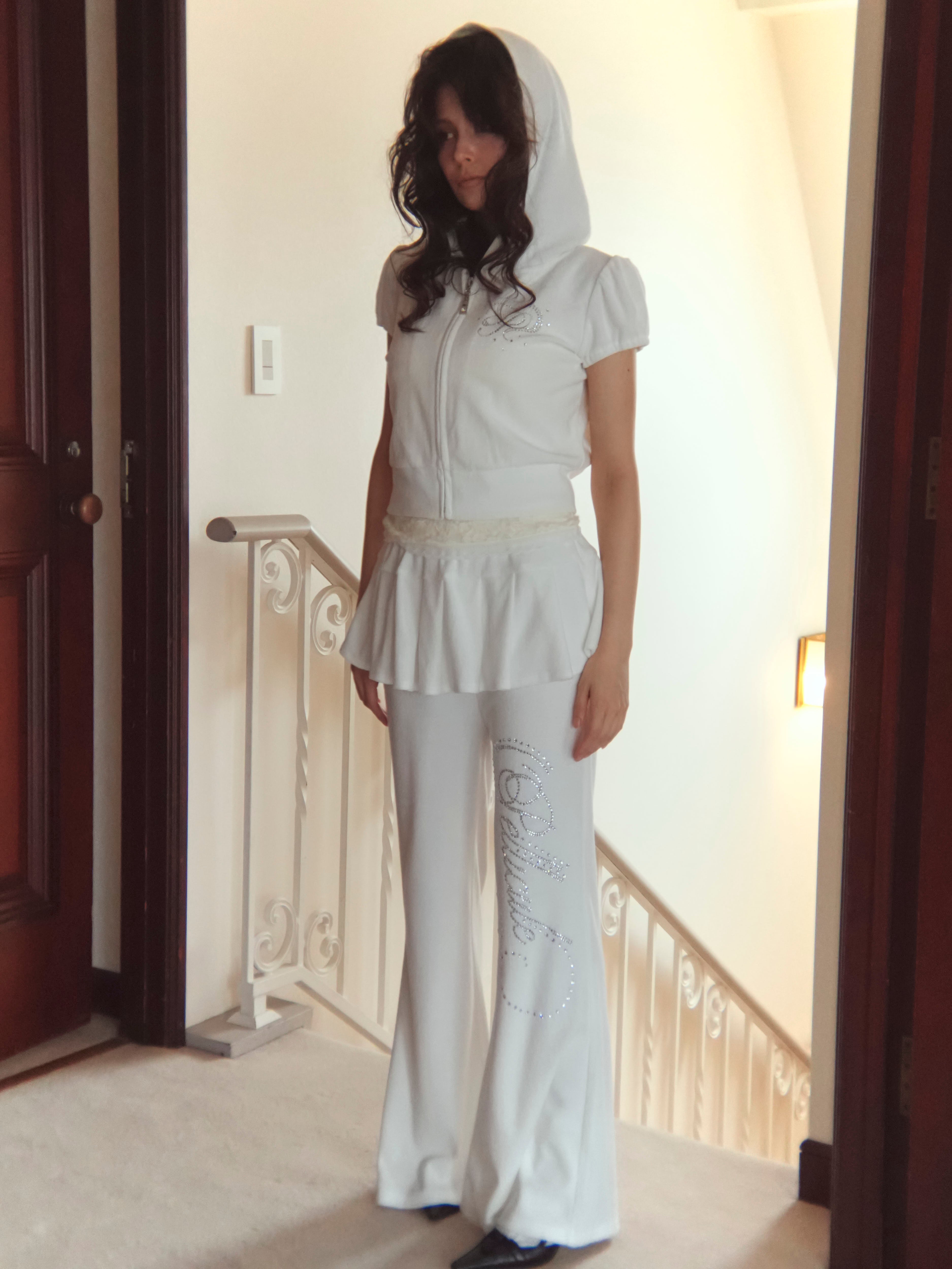 motif pile flare pants