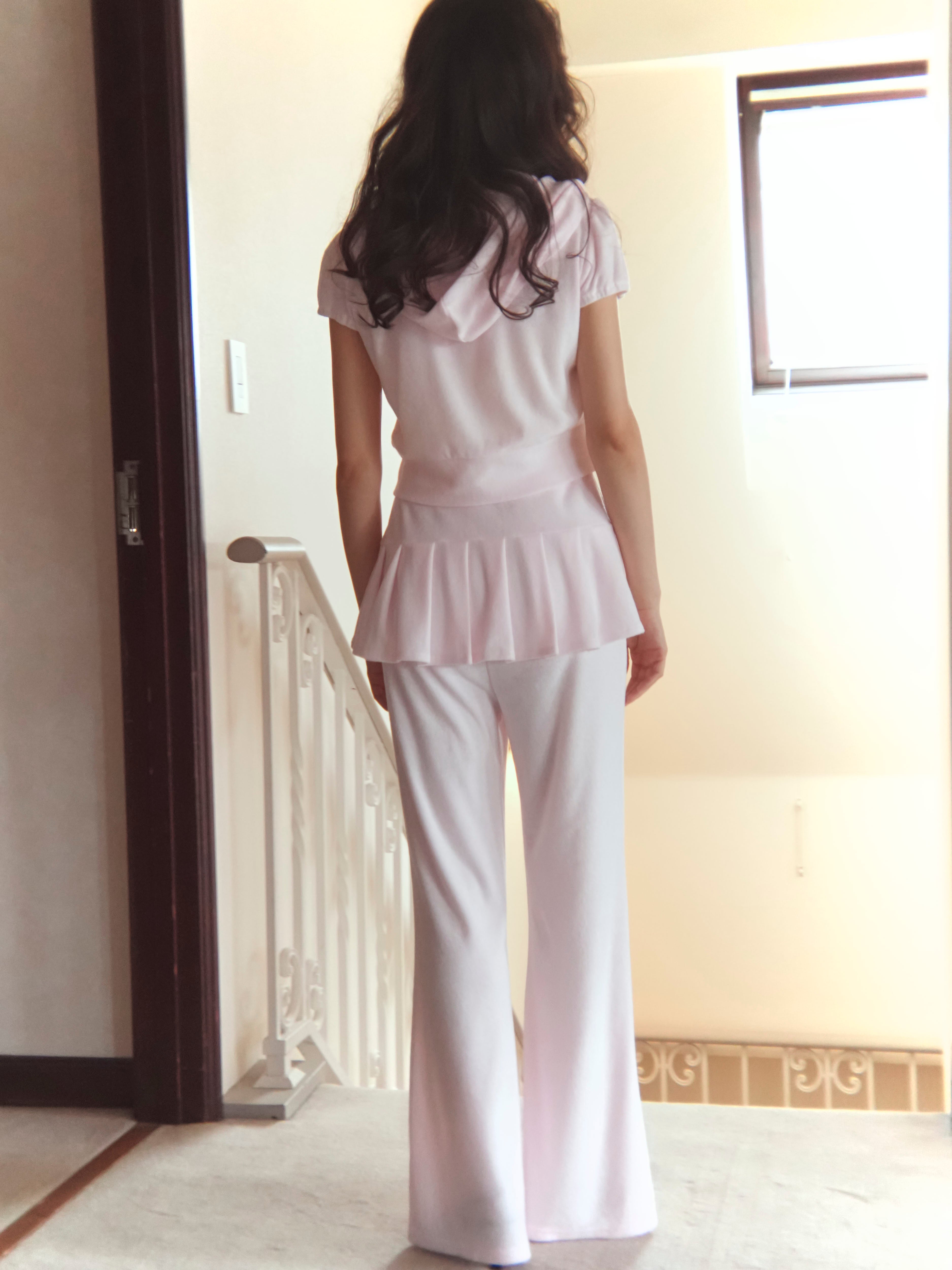 motif pile flare pants