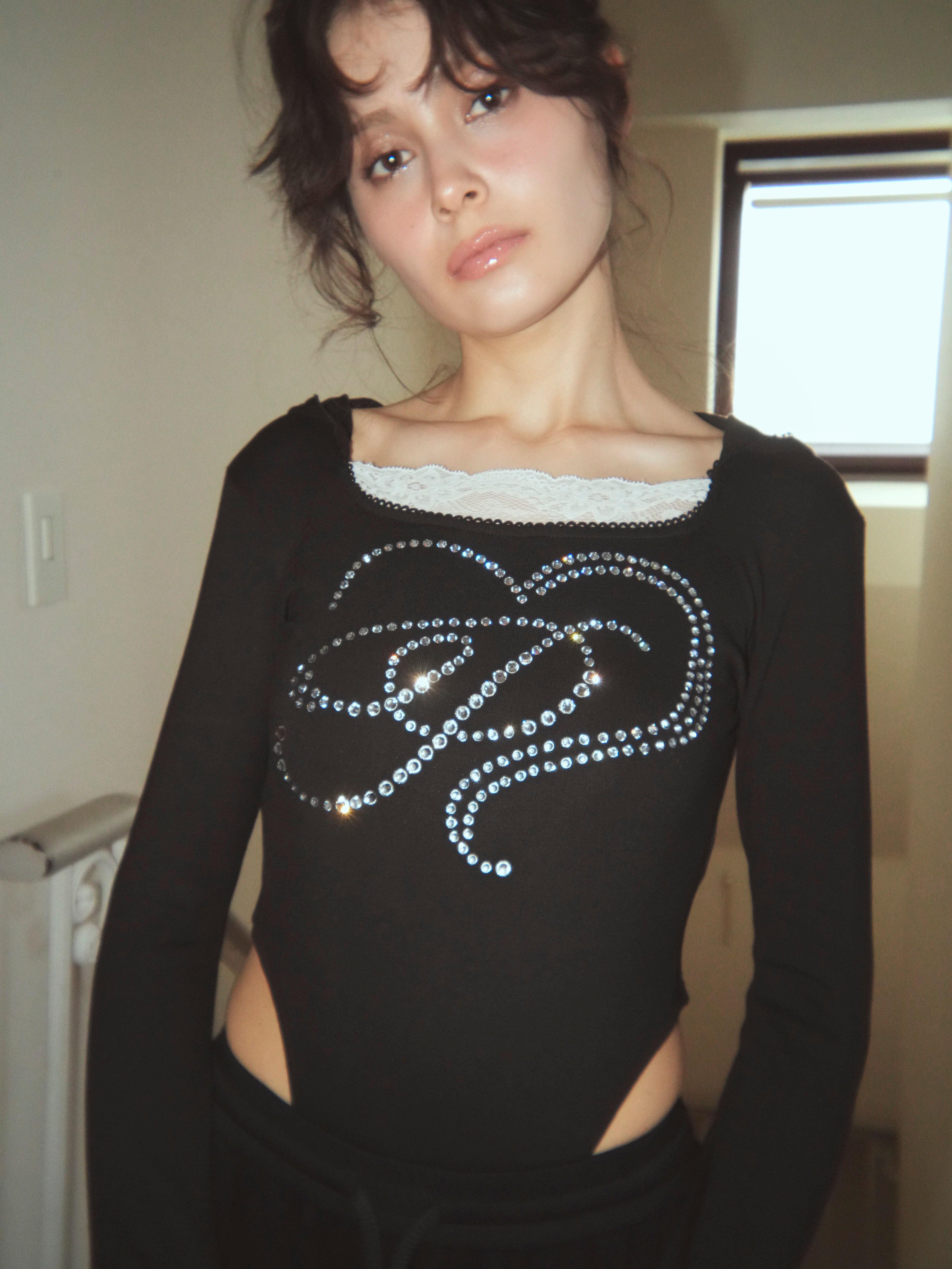 motif hoodie bodysuits