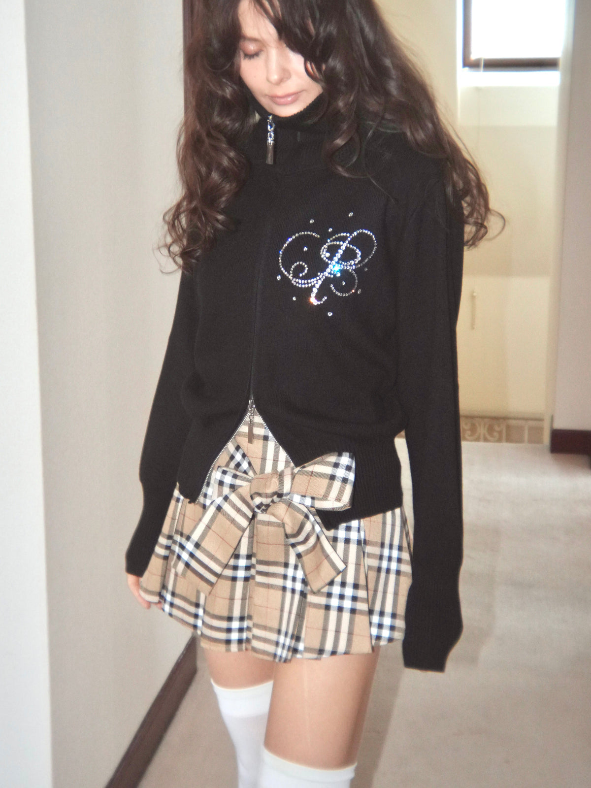 waistribbon pleats skirt
