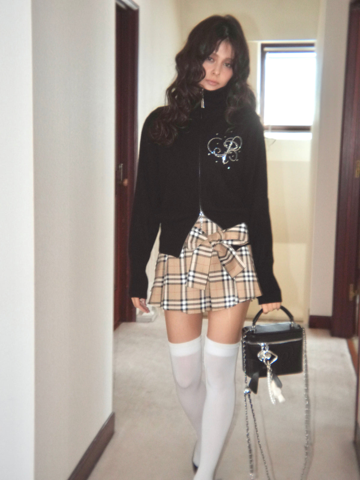 waistribbon pleats skirt