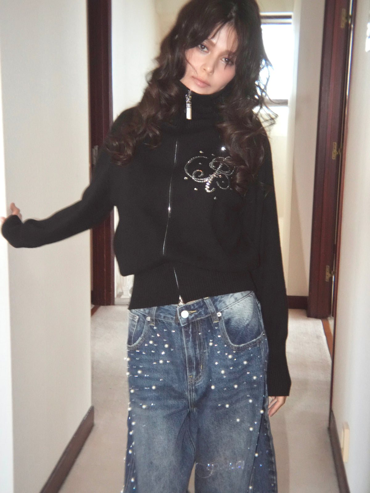 motif standneck knit