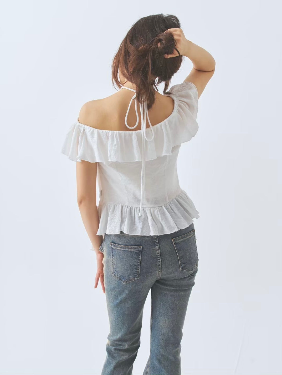 cotton ruffle frill blouse
