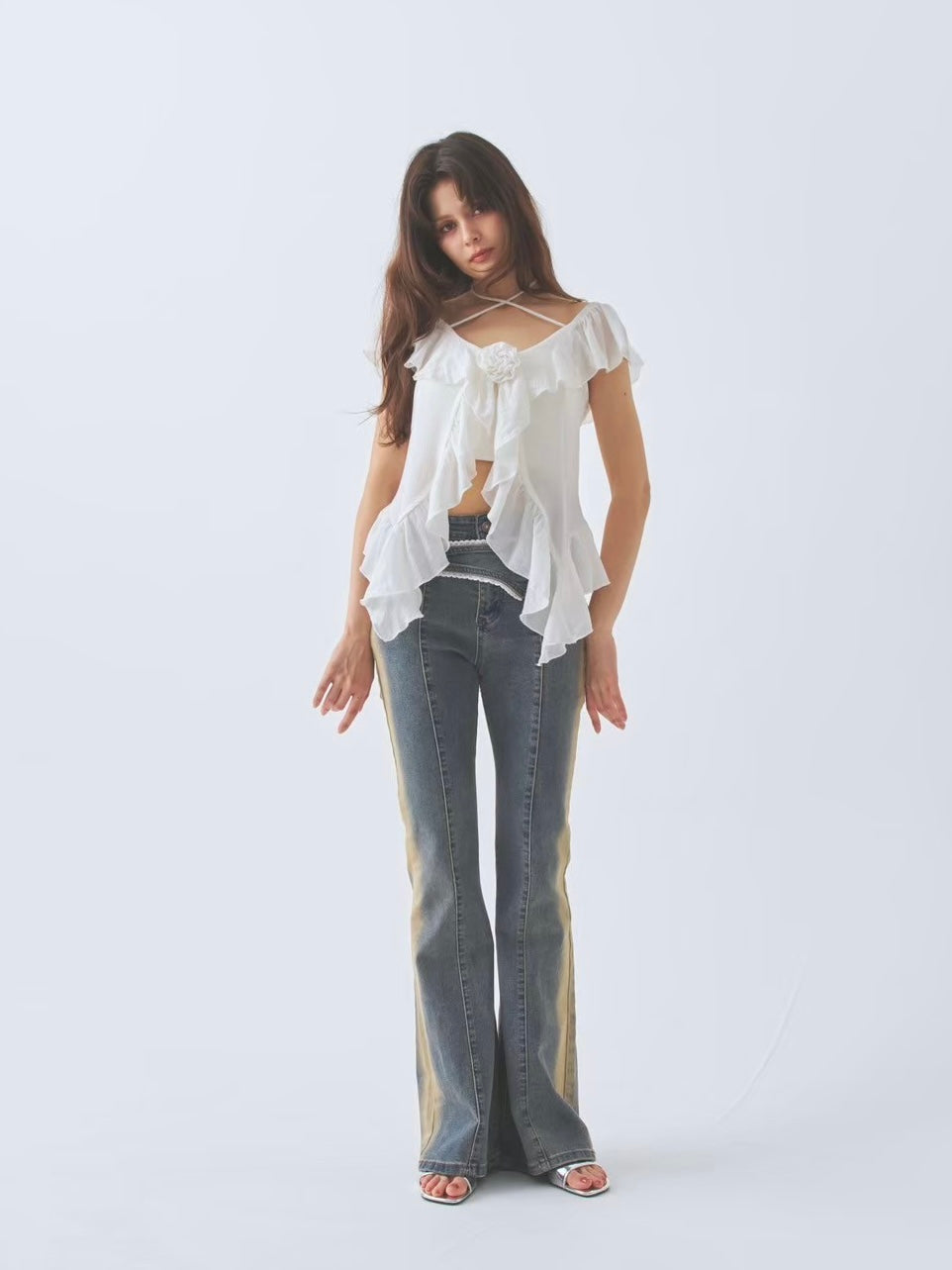 cotton ruffle frill blouse