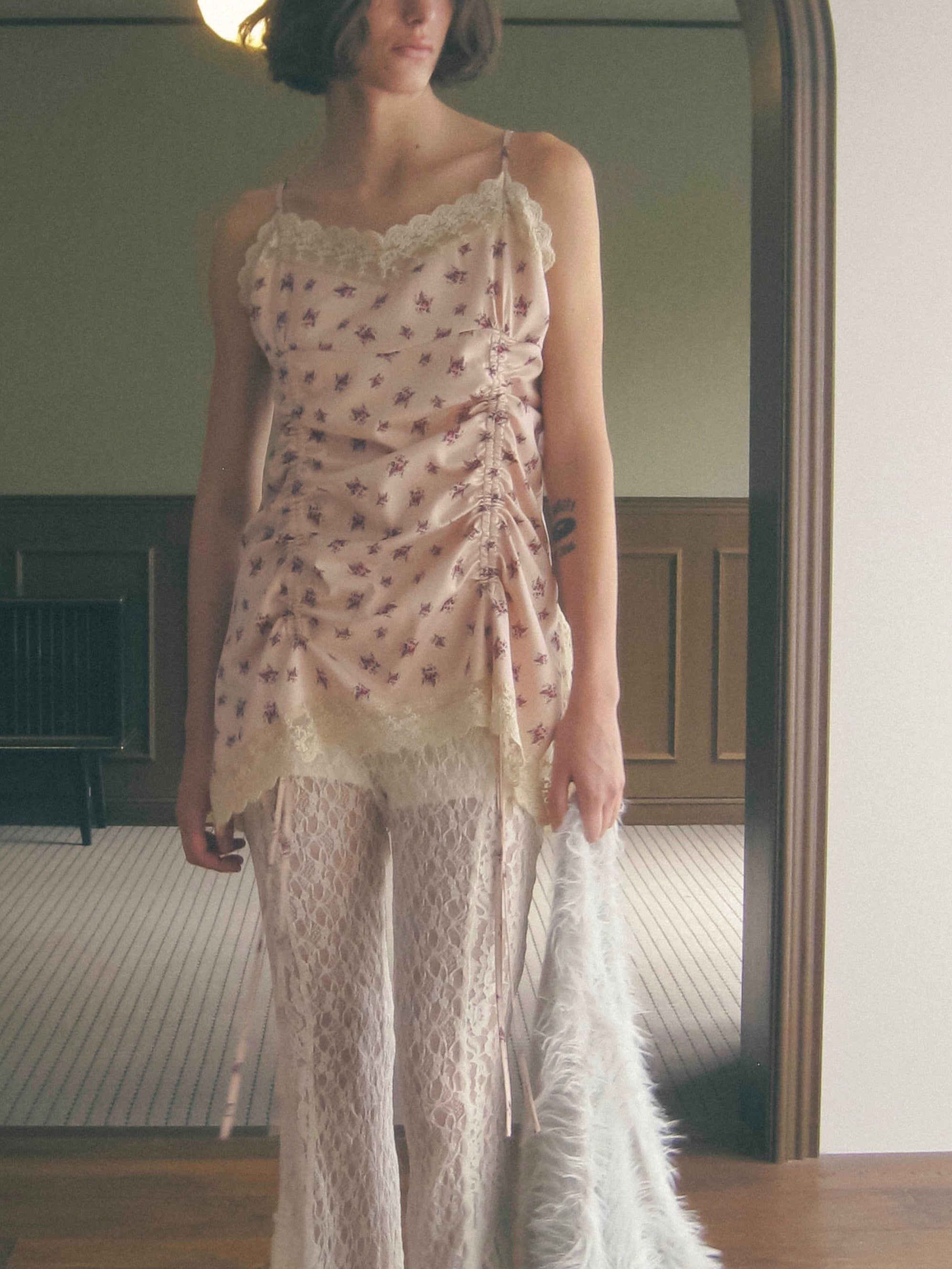 rose satin gather op