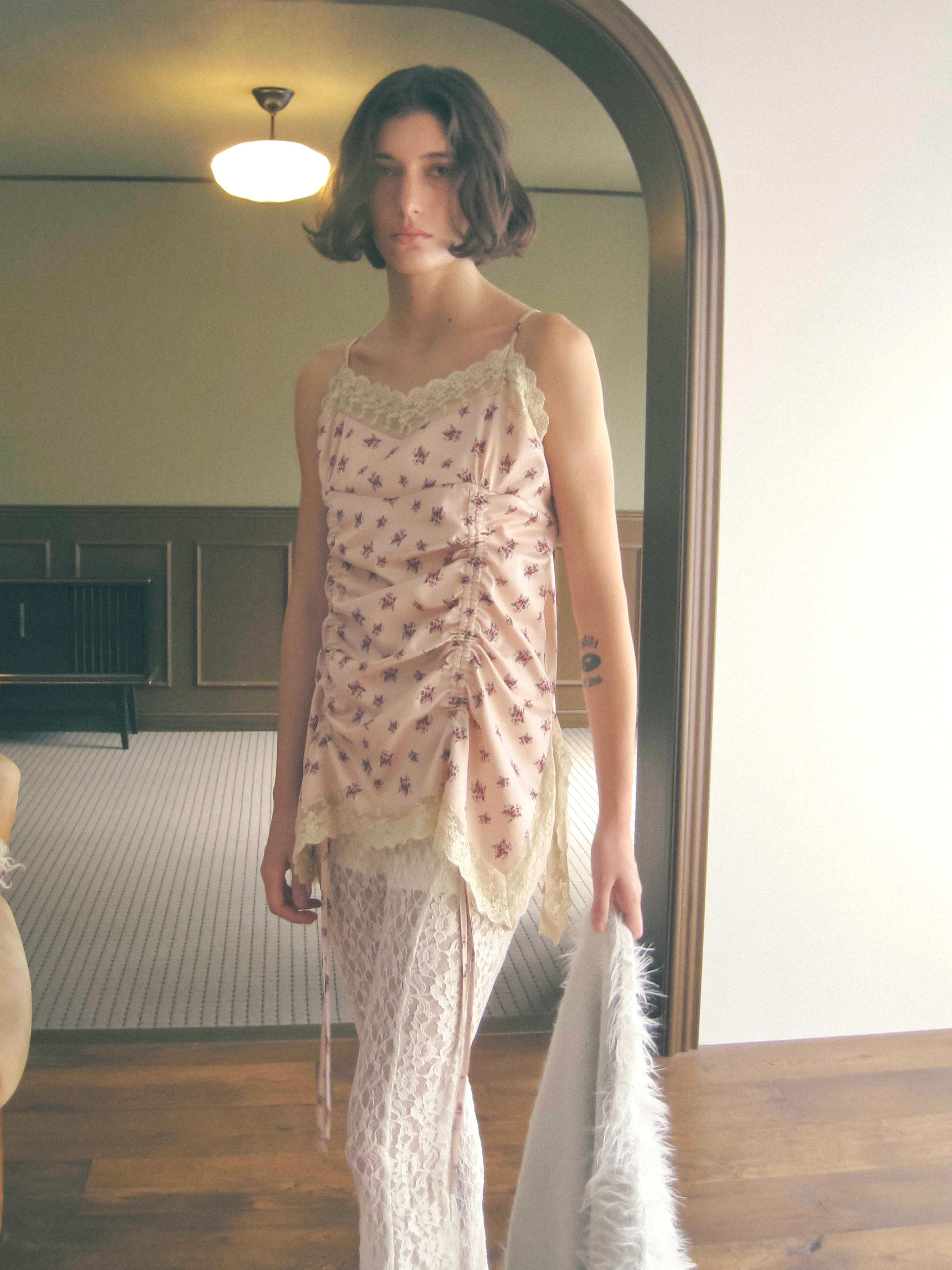 rose satin gather op