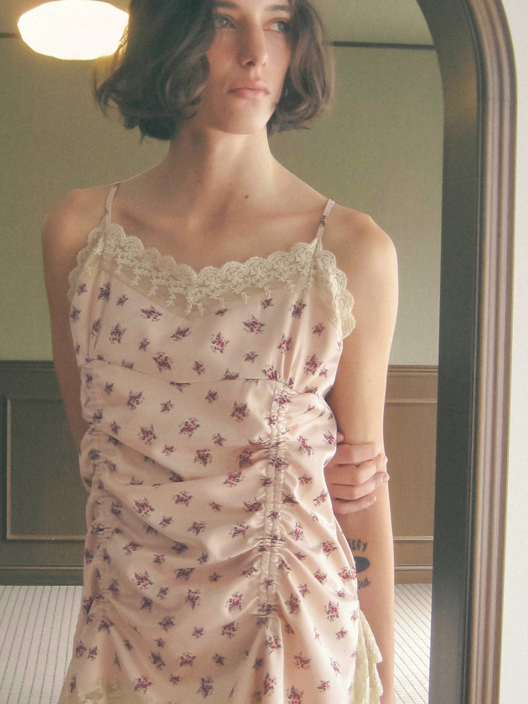 rose satin gather op