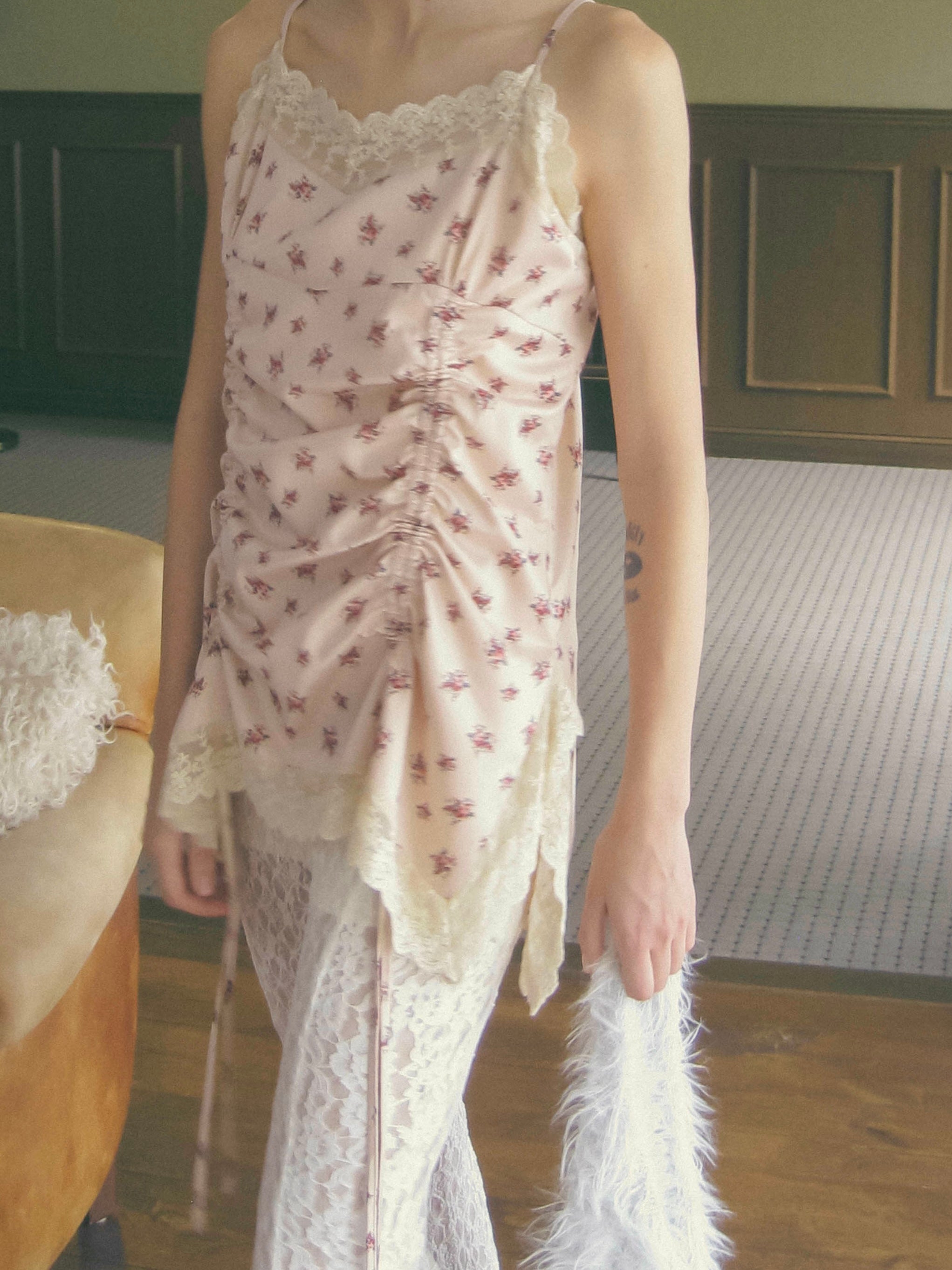 rose satin gather op