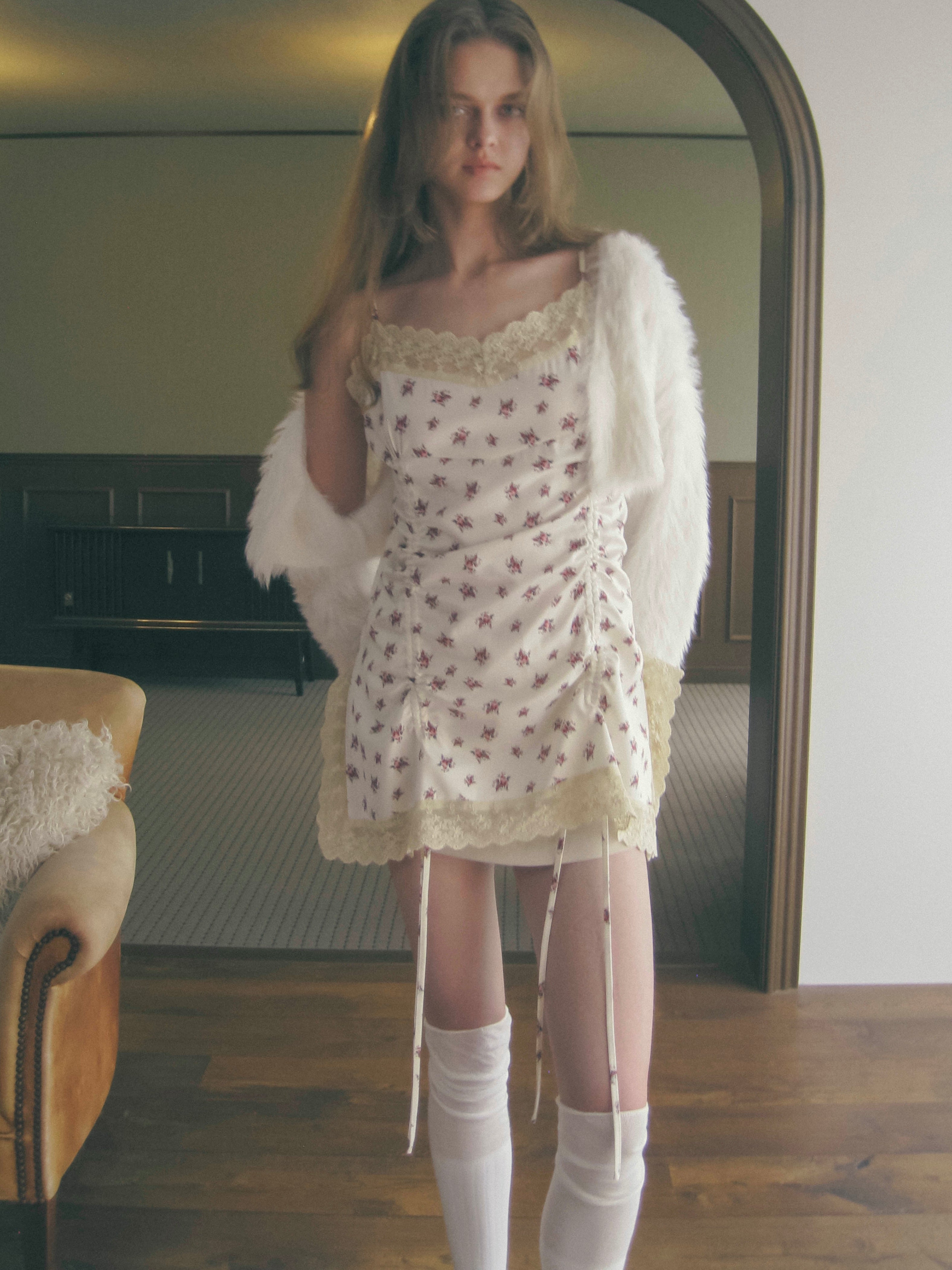 rose satin gather op