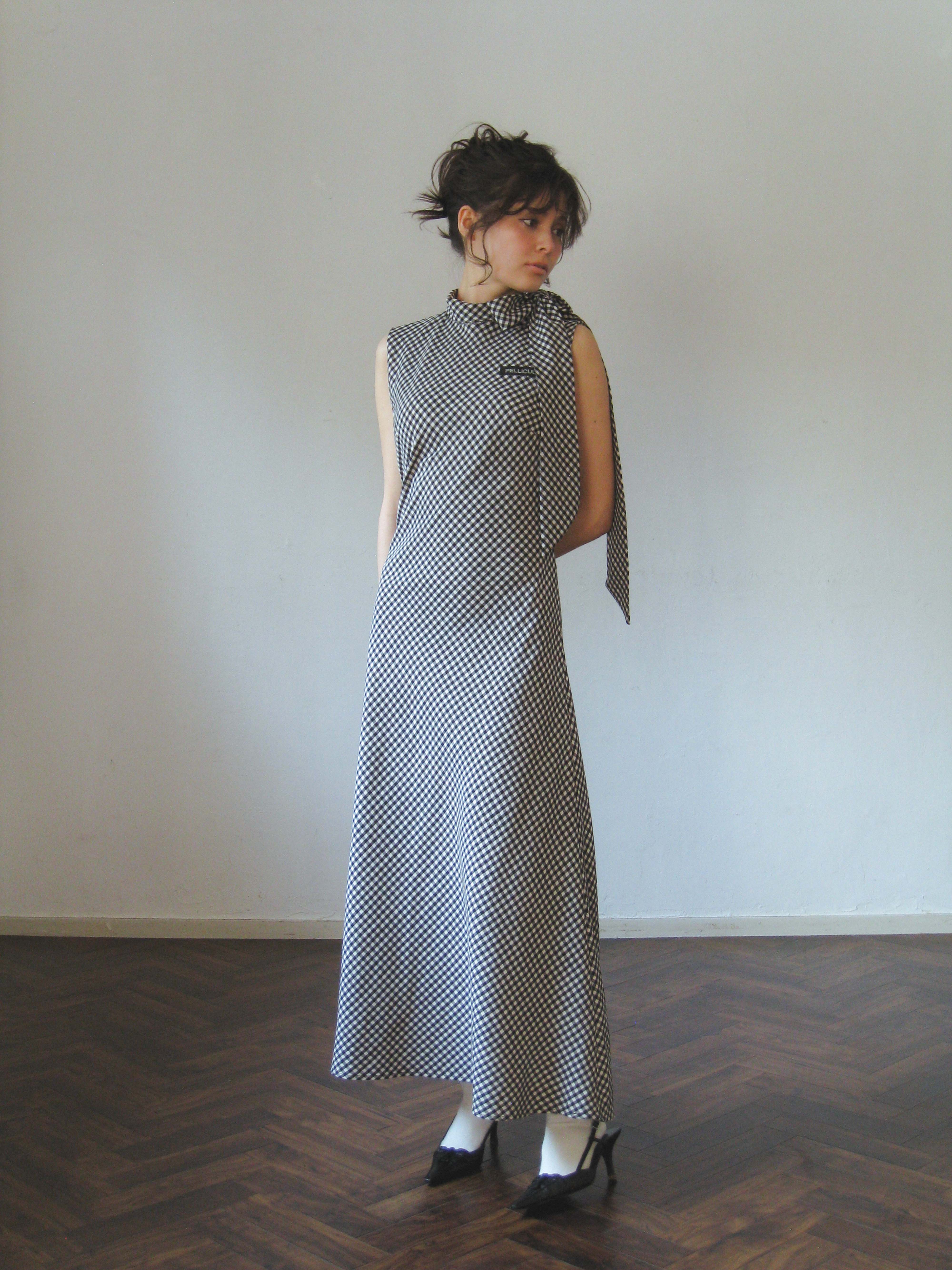 neckribbon check one-piece