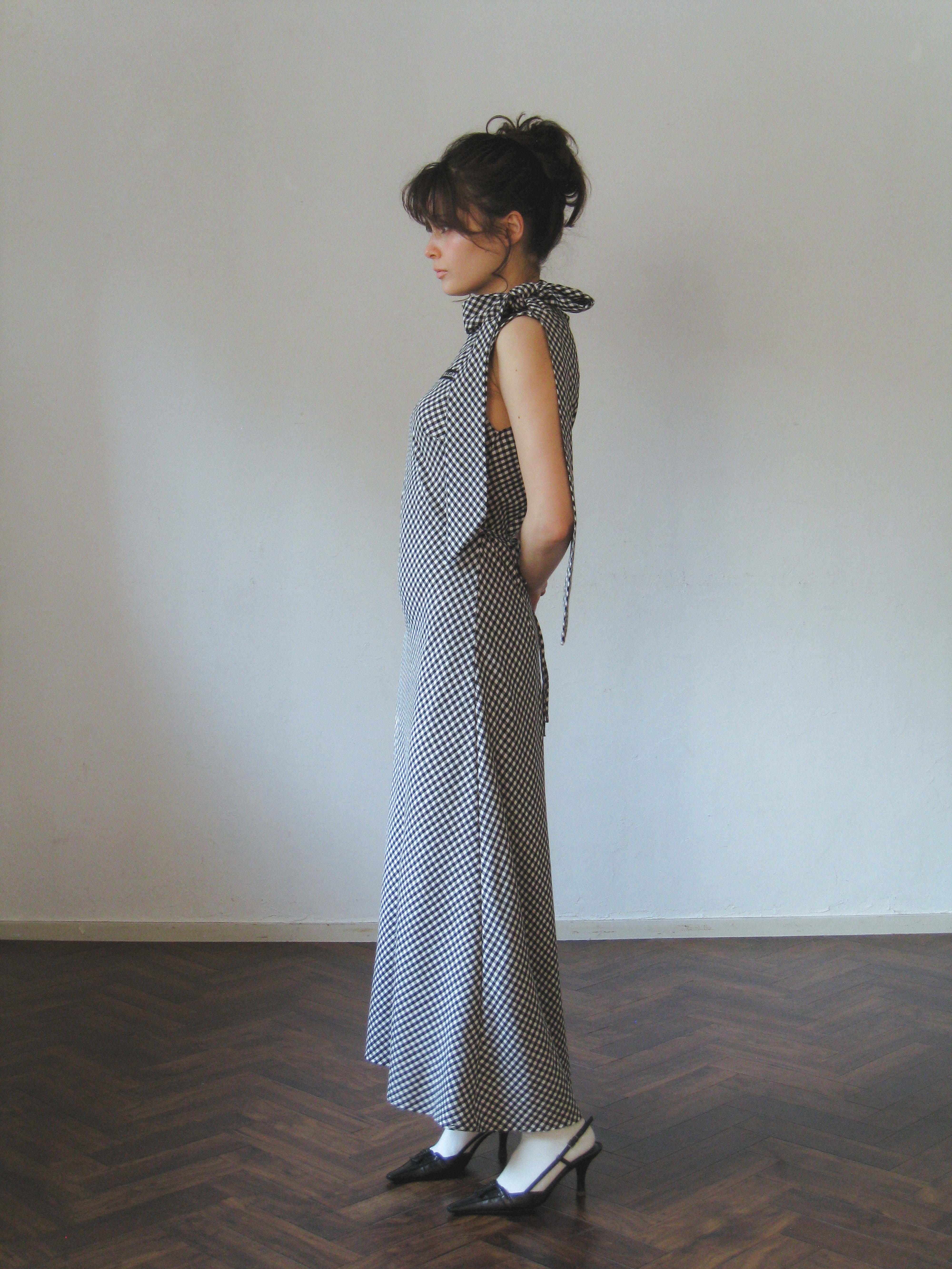 neckribbon check one-piece