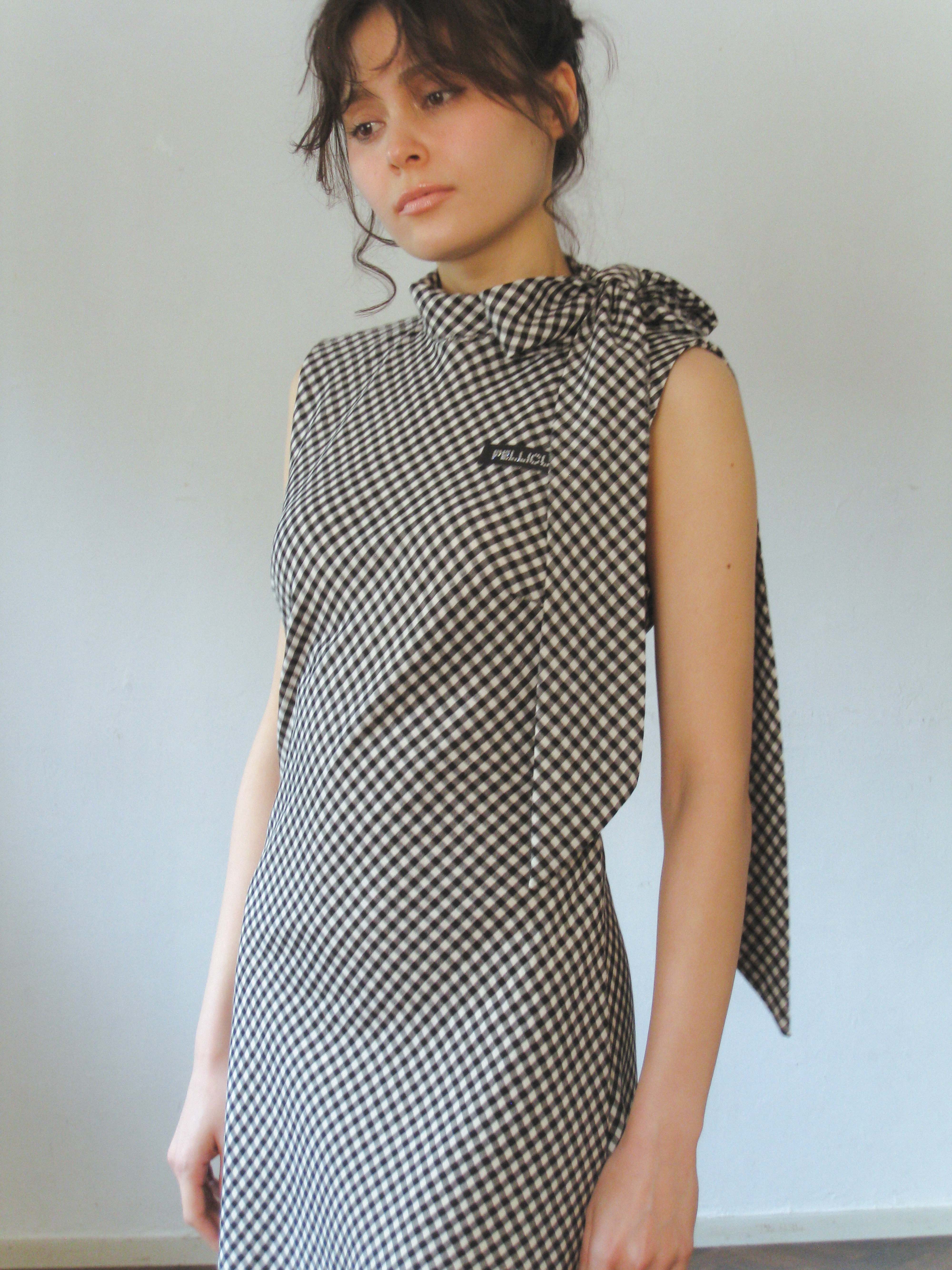 neckribbon check one-piece