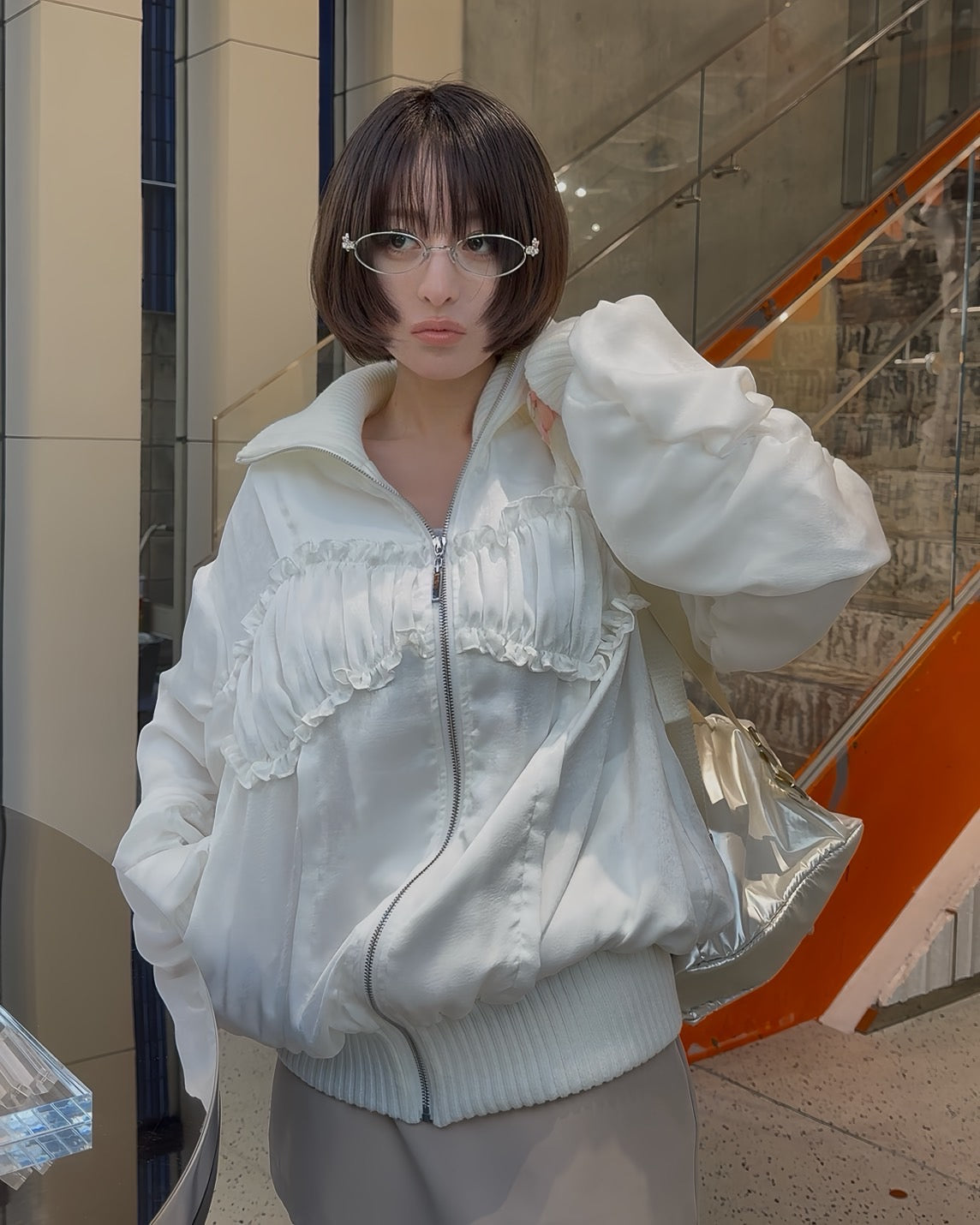 ribbon gather lib blouson