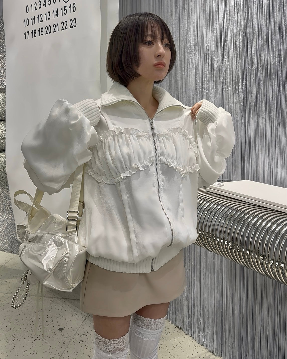 ribbon gather lib blouson