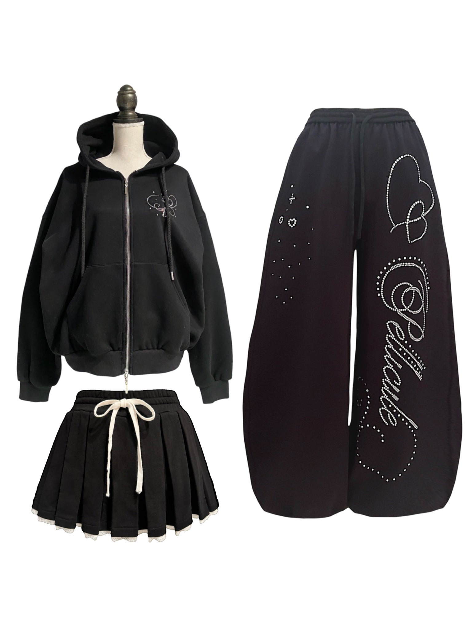 sweat lace pleats skirt