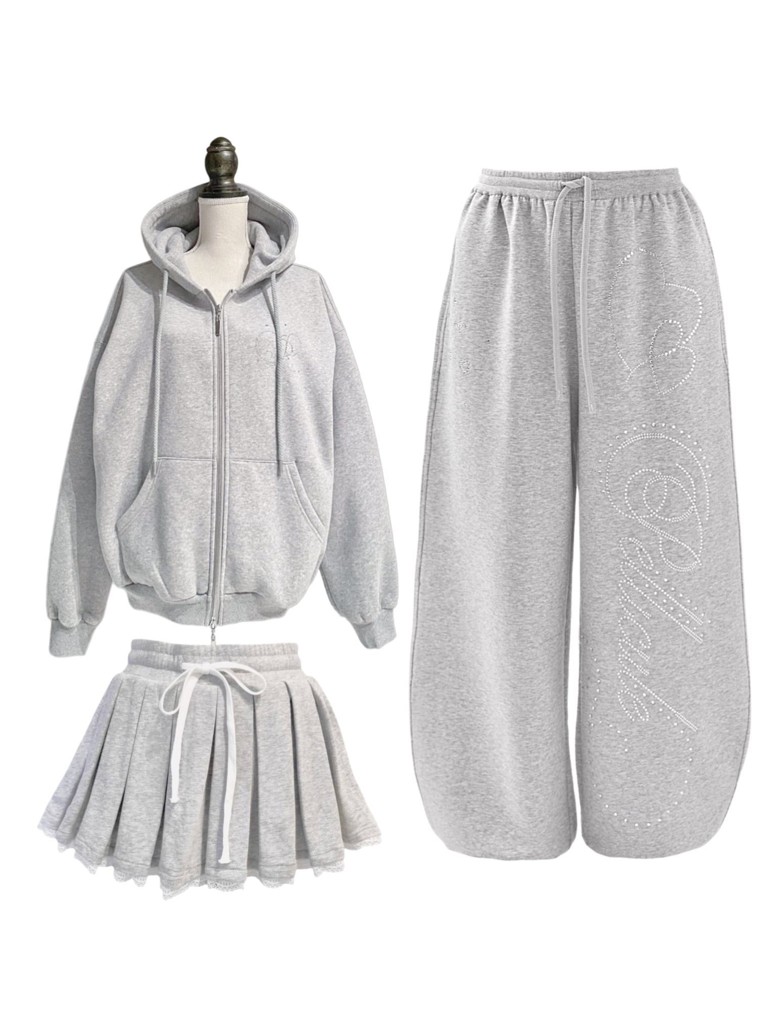 sweat lace pleats skirt