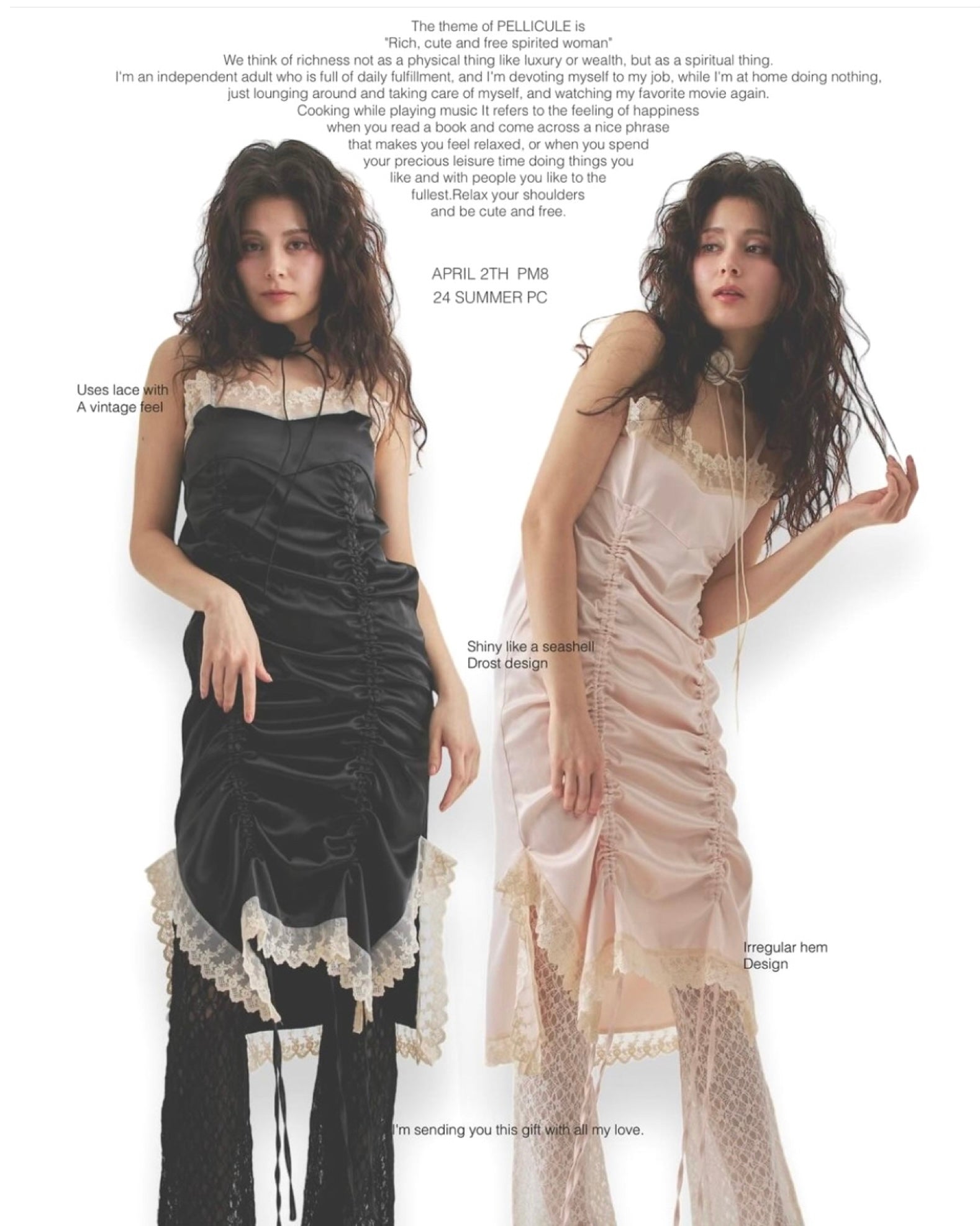 satin gather long op