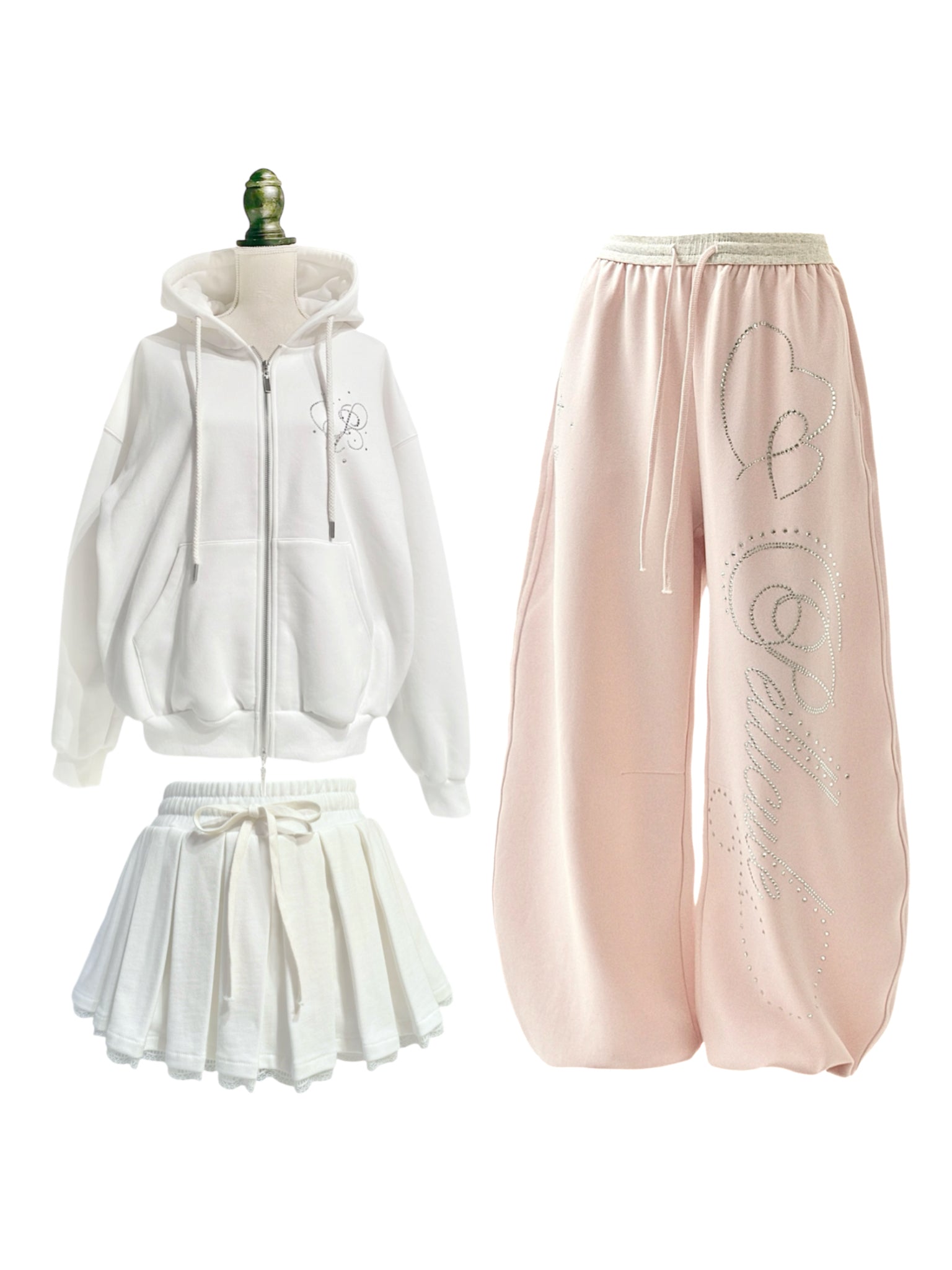 sweat lace pleats skirt