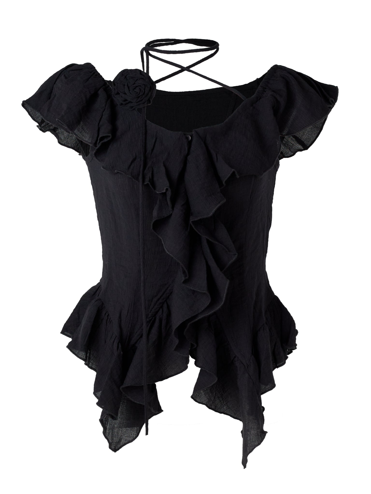 cotton ruffle frill blouse