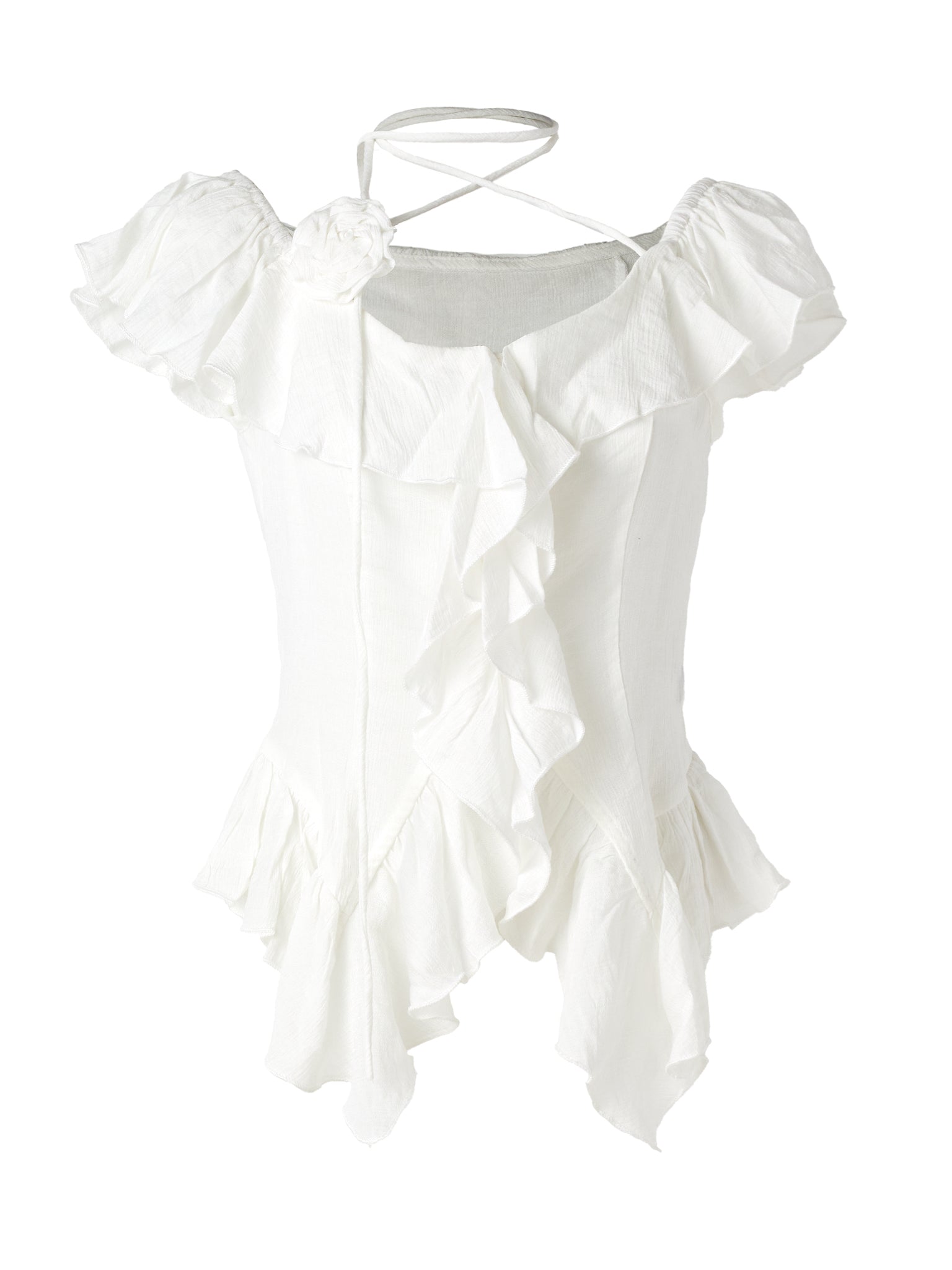 cotton ruffle frill blouse