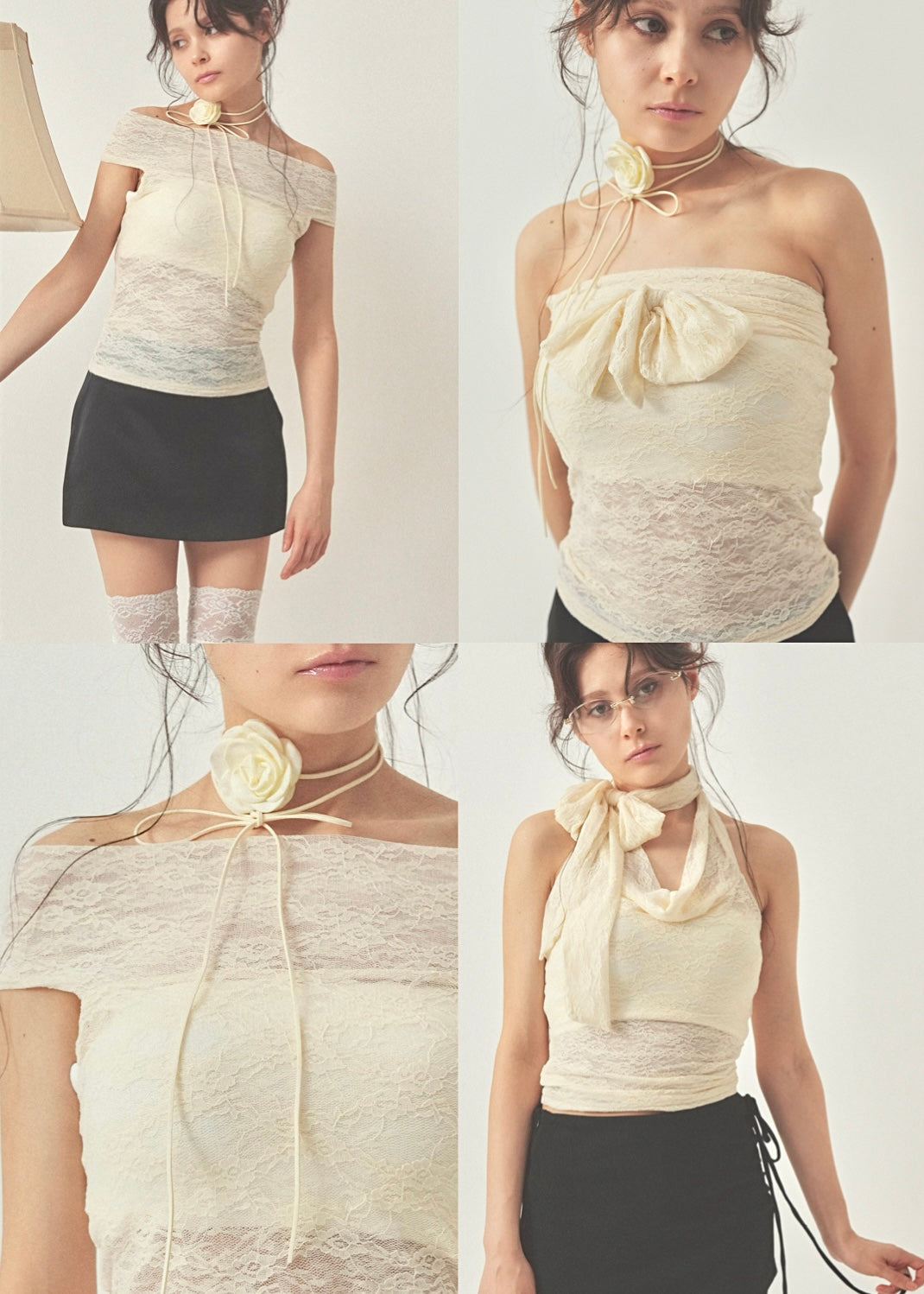 lacy ribbon baretops